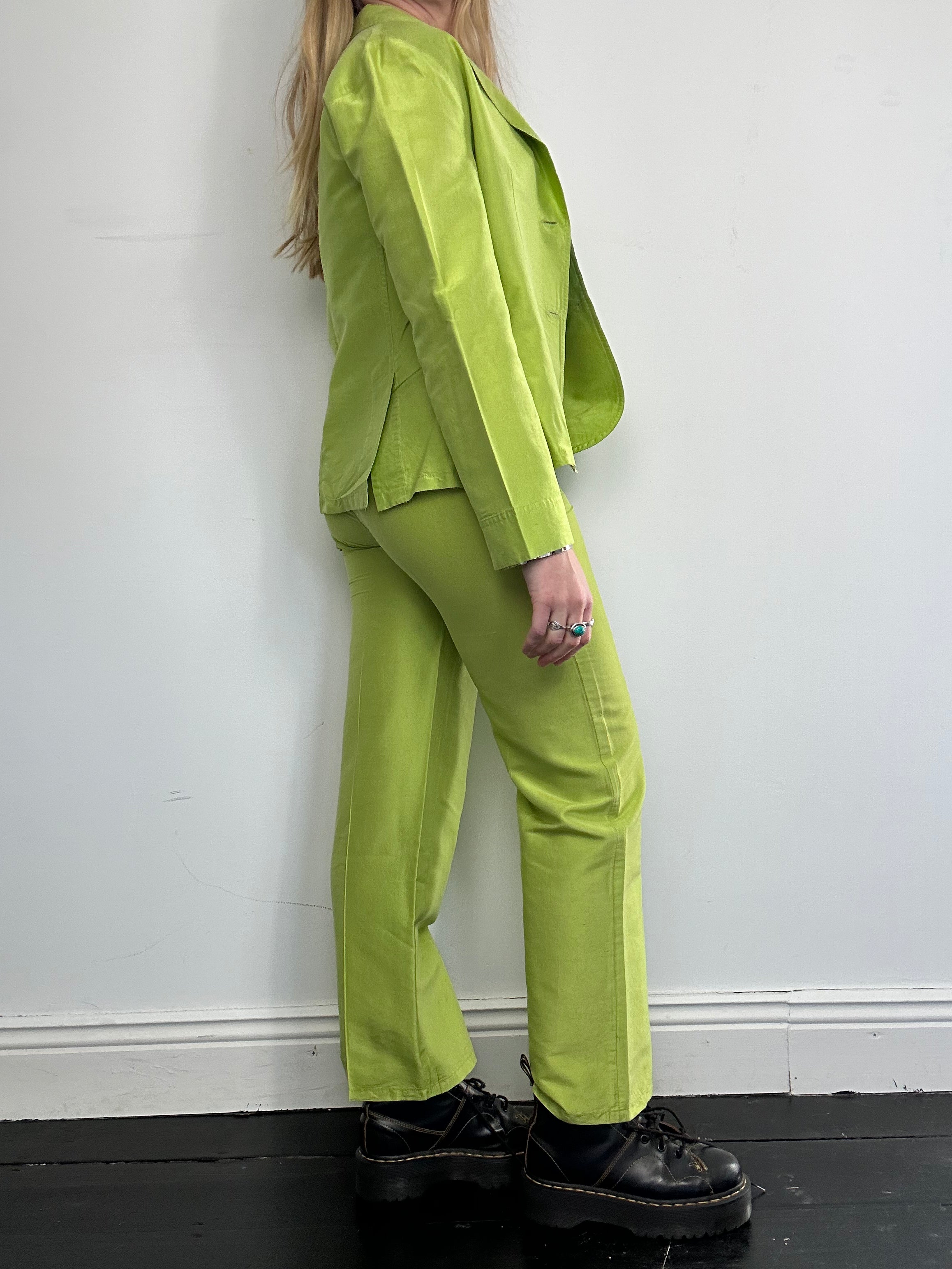 Lime Green Silk Suit Size 8