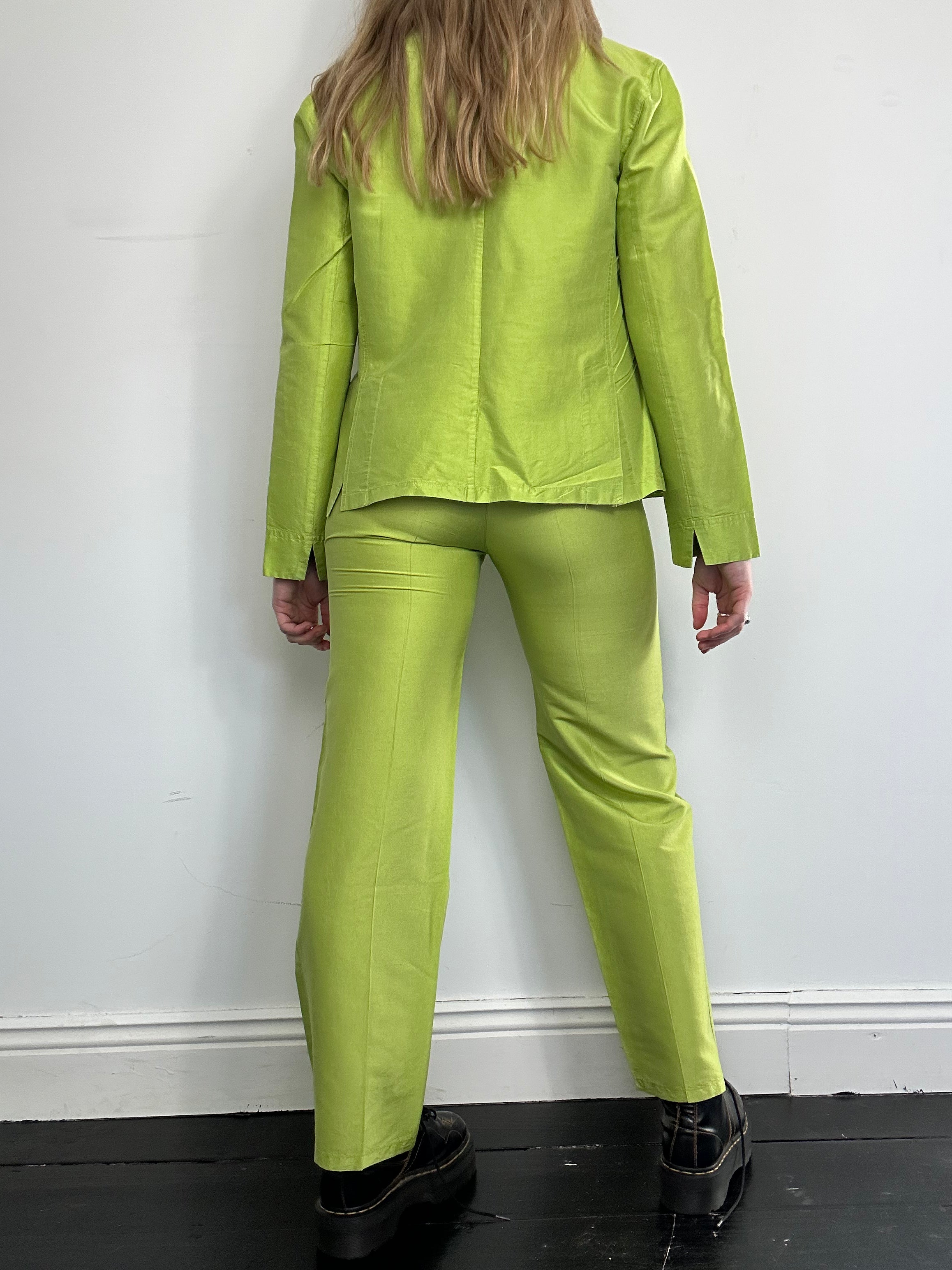 Lime Green Silk Suit Size 8