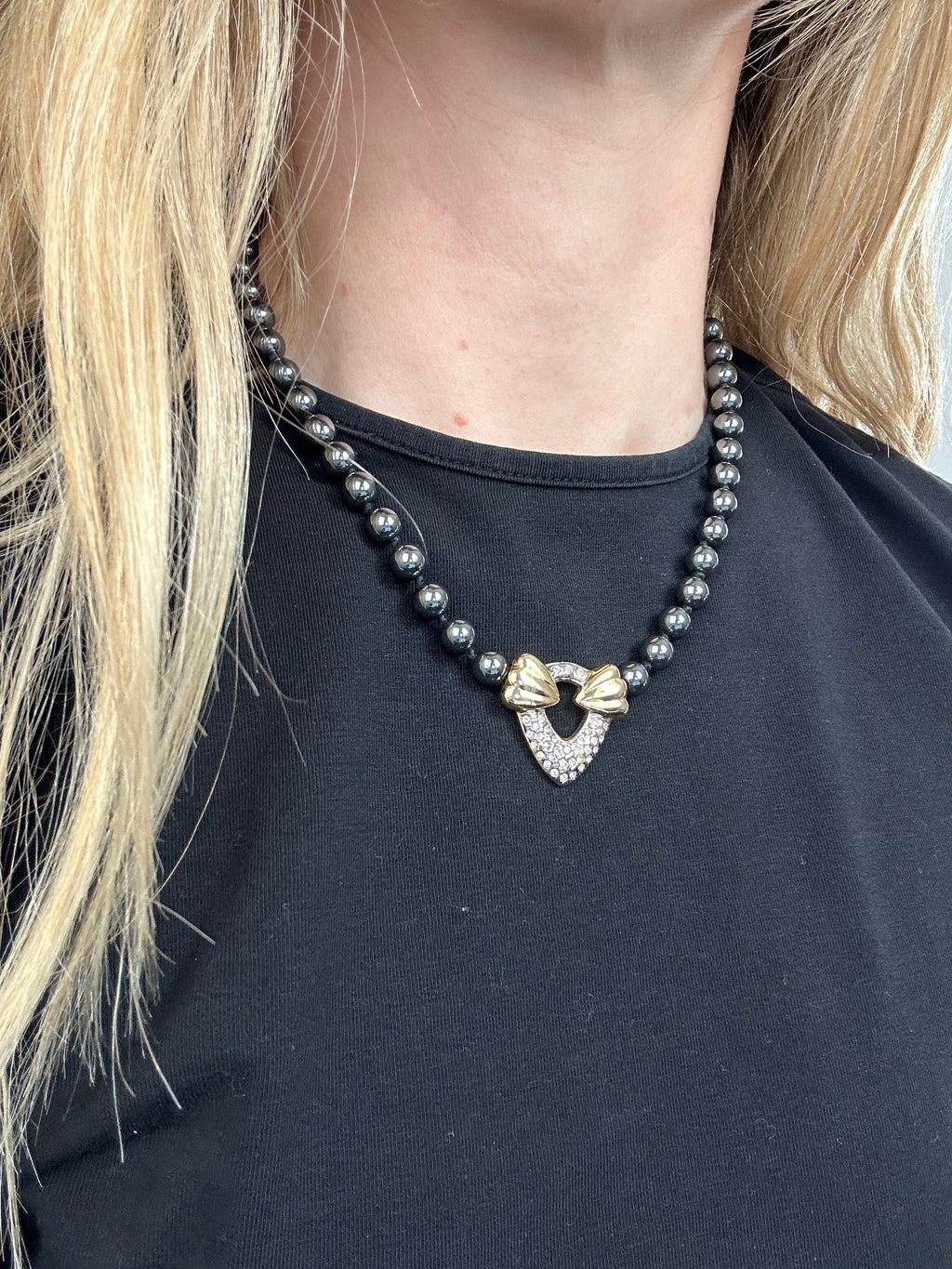 Pearl Heart necklace 80's