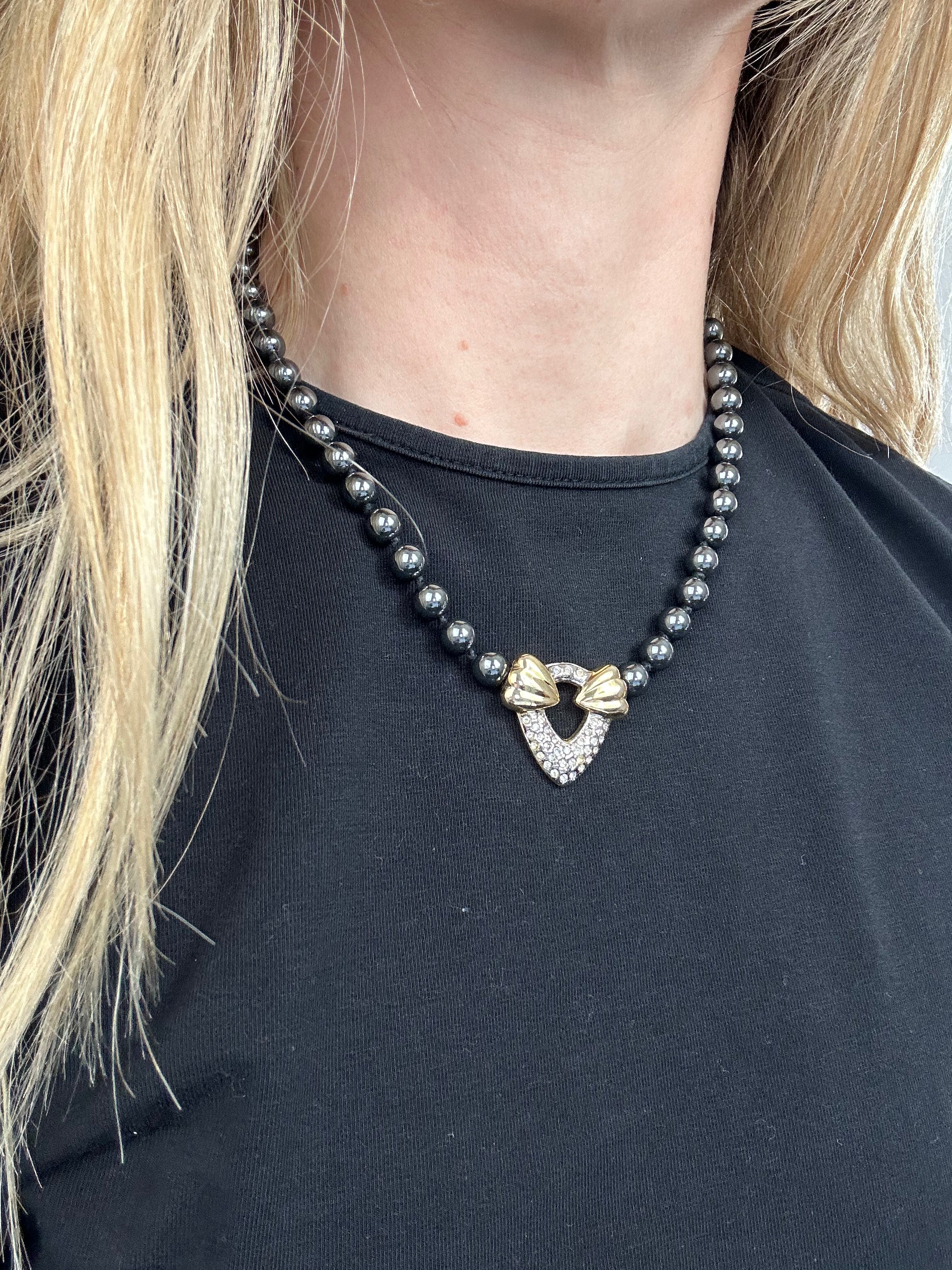 Pearl Heart necklace 80's