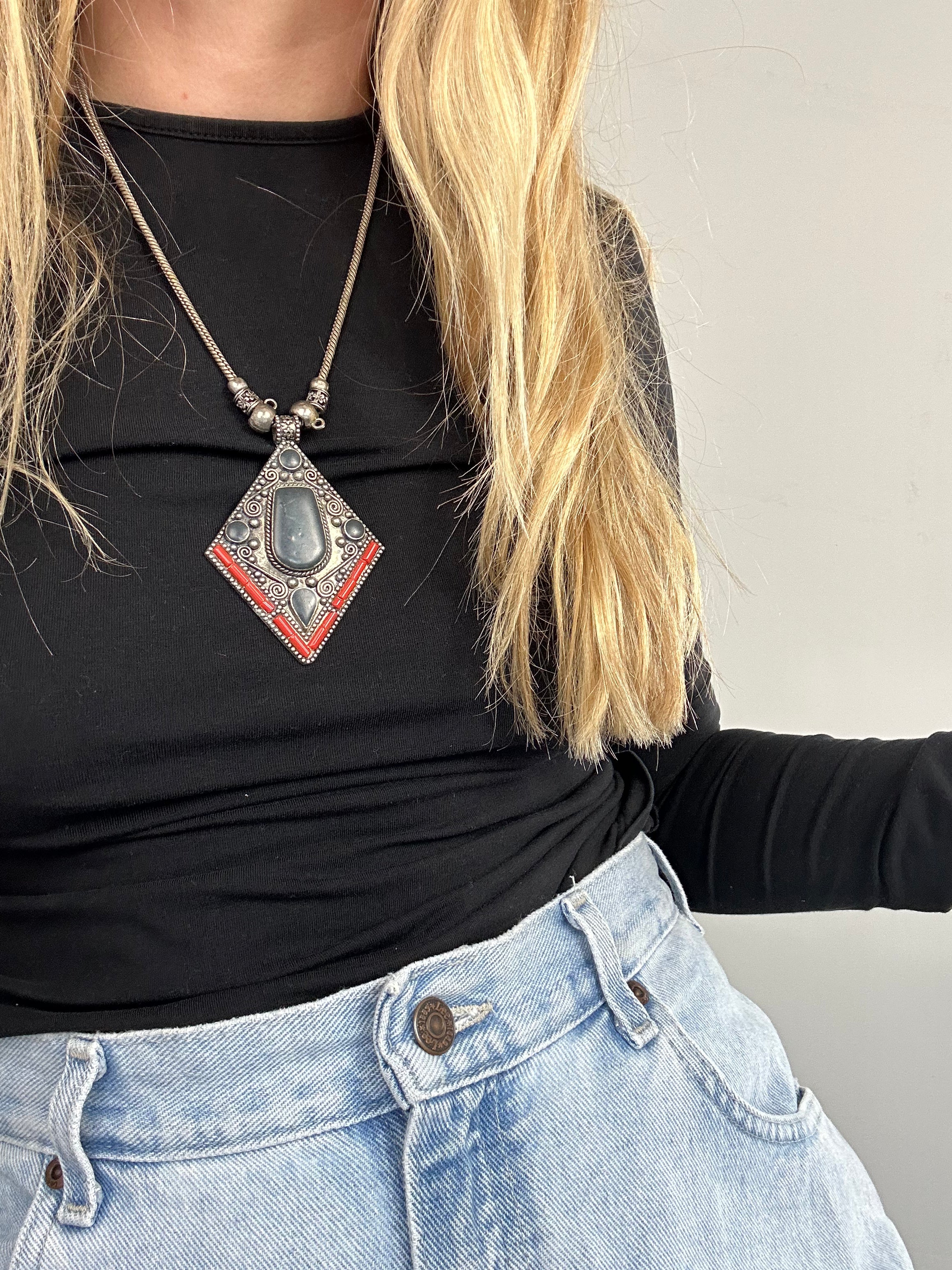 Morrocan Beaded Pendant Necklace