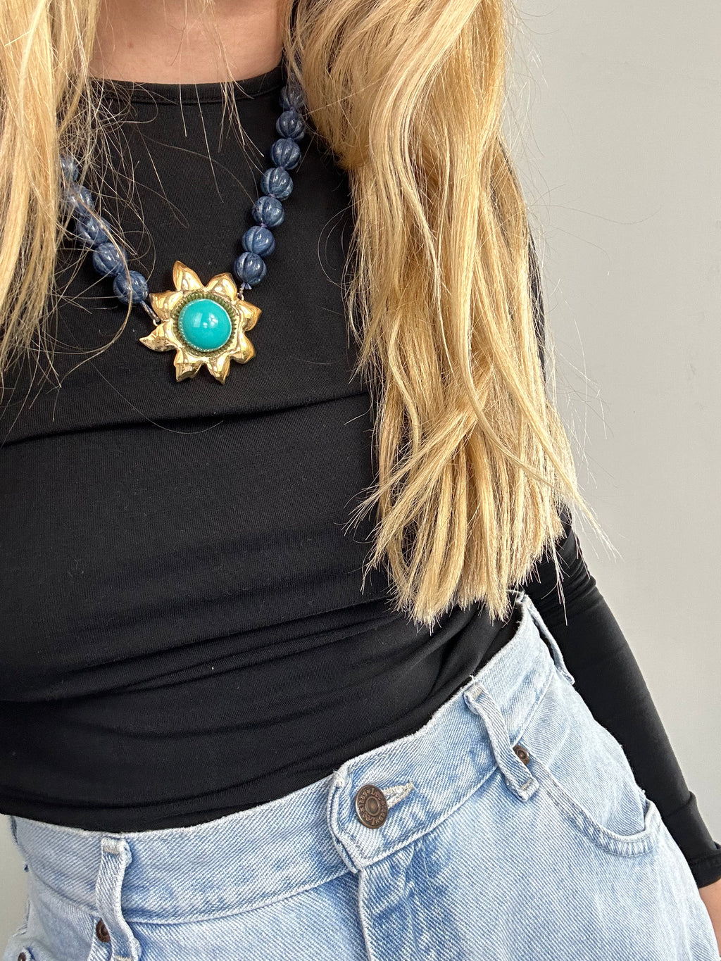 Sunflower Beaded 80's Necklace