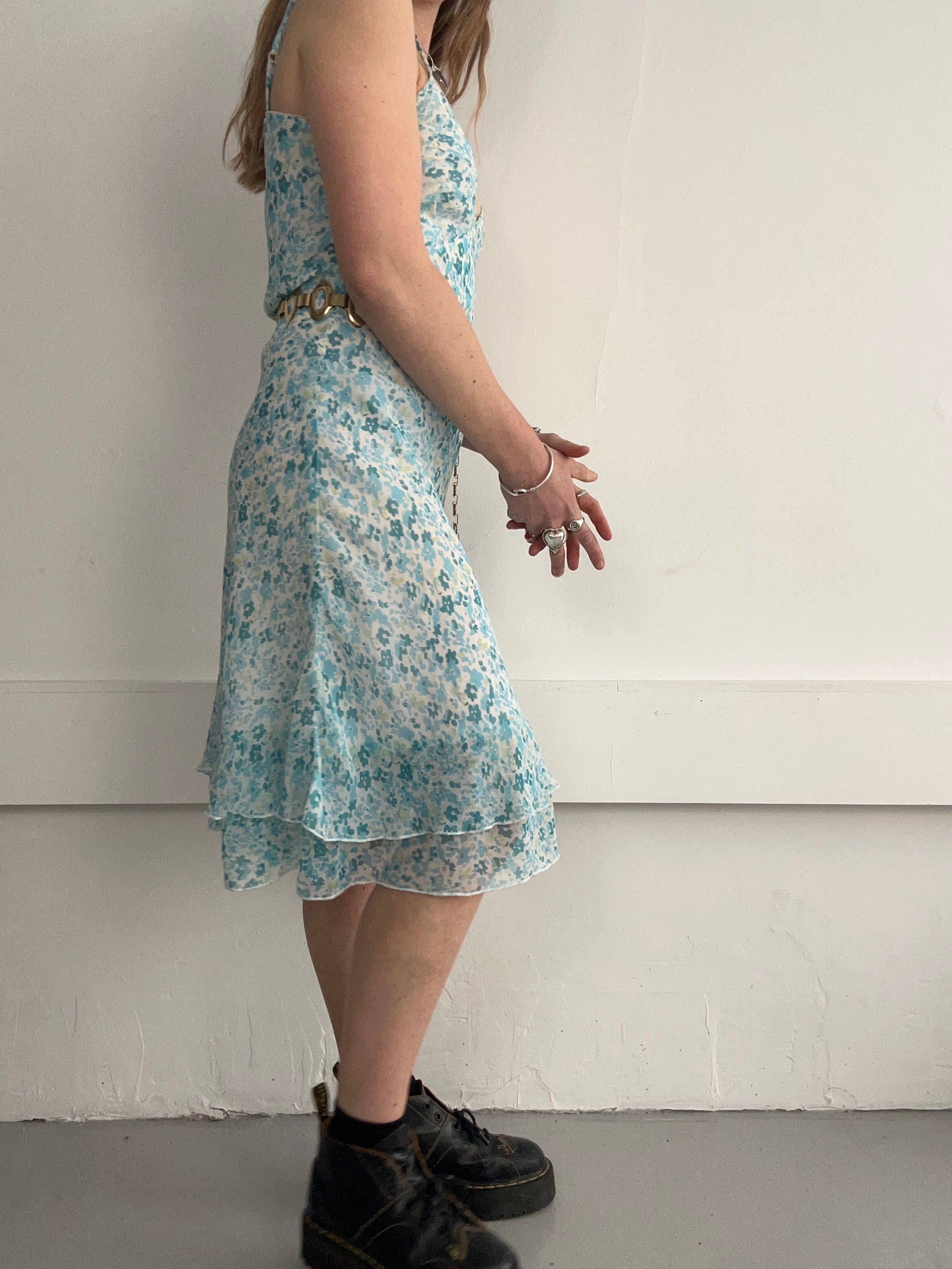 90's Baby Blue Floral Cami Dress Size 10