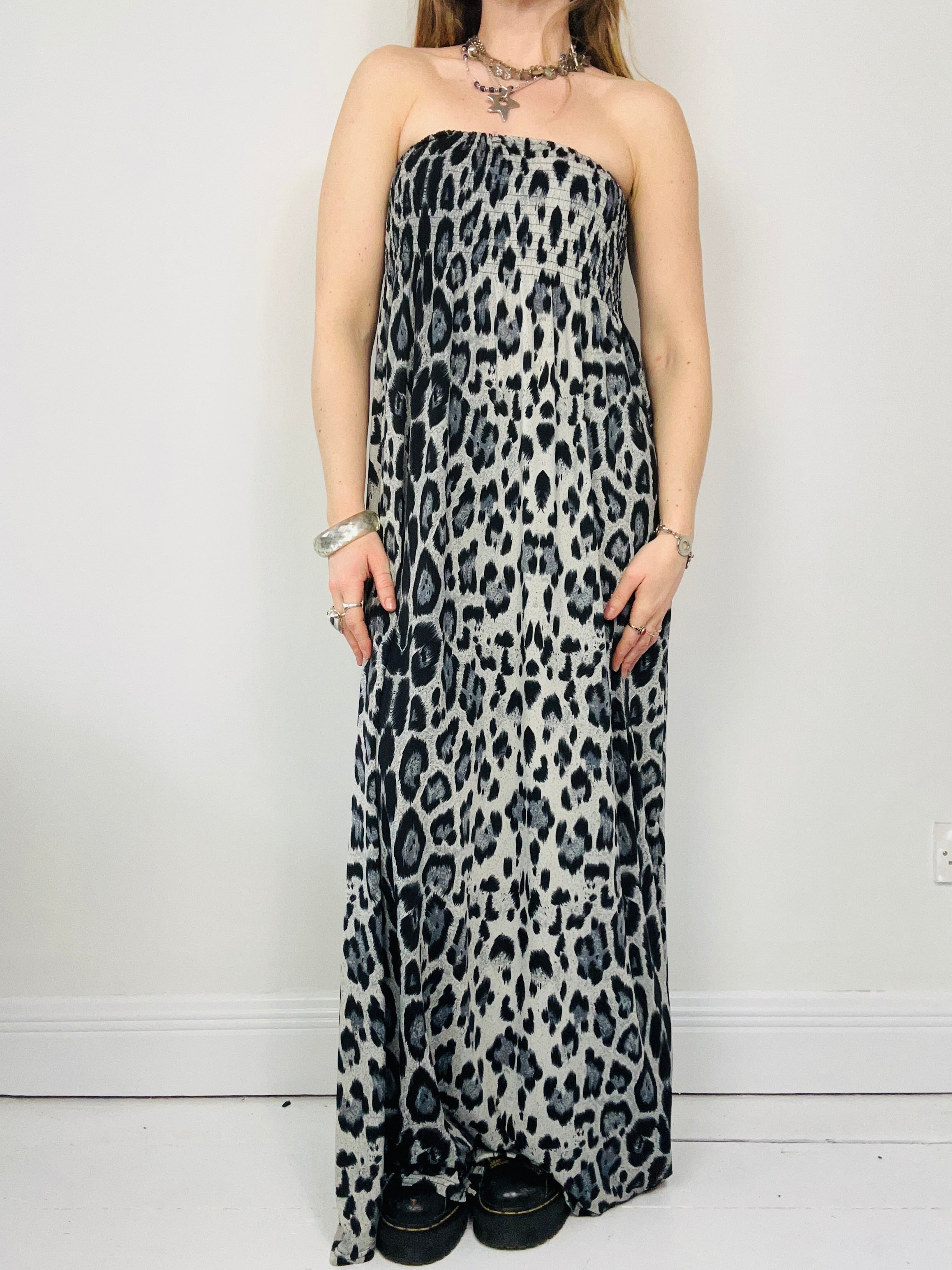 Cheetah print Grey Maxi Dress Size 10