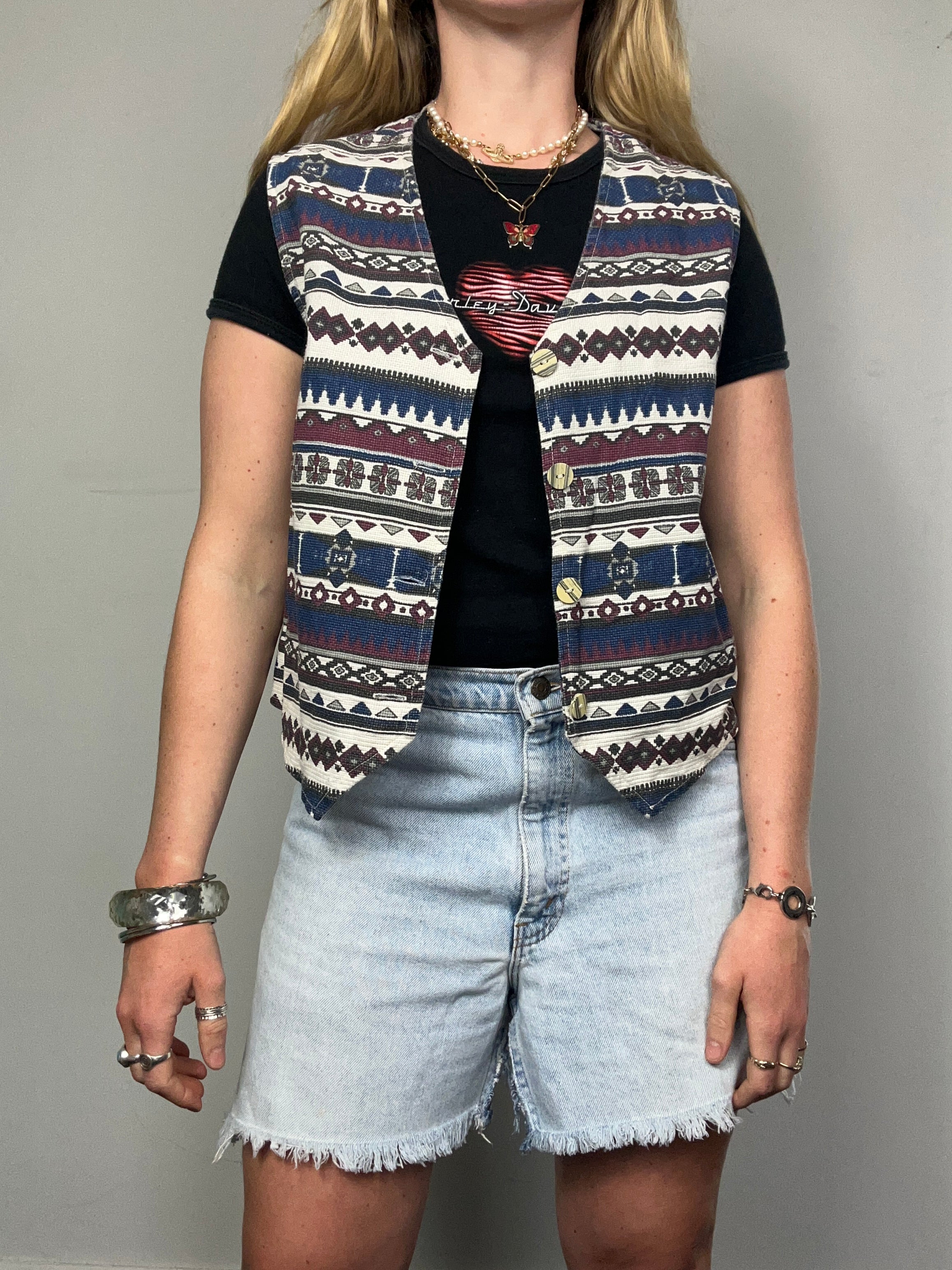 Aztec 90's Canvas Waistcoat Size 10/12