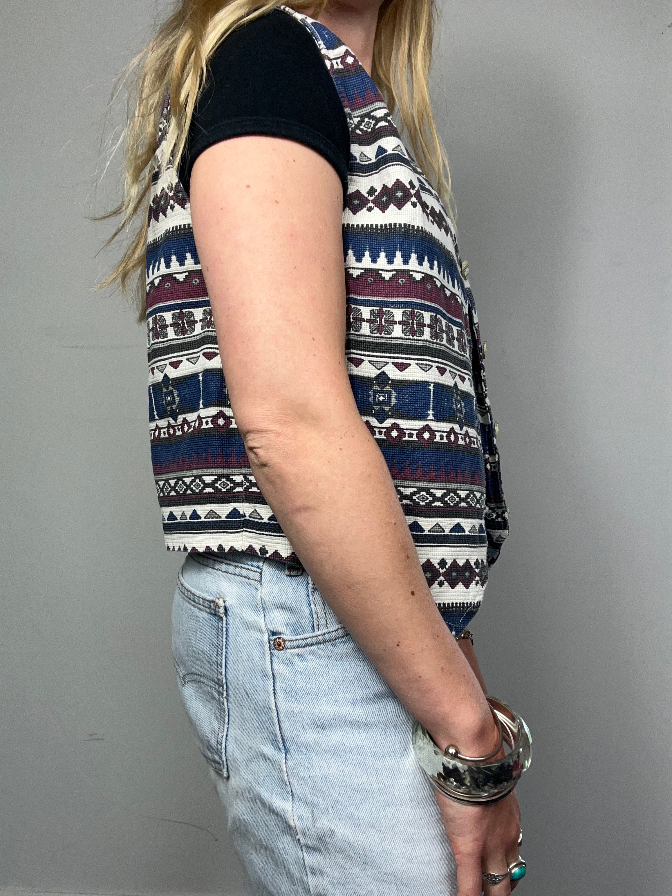 Aztec 90's Canvas Waistcoat Size 10/12