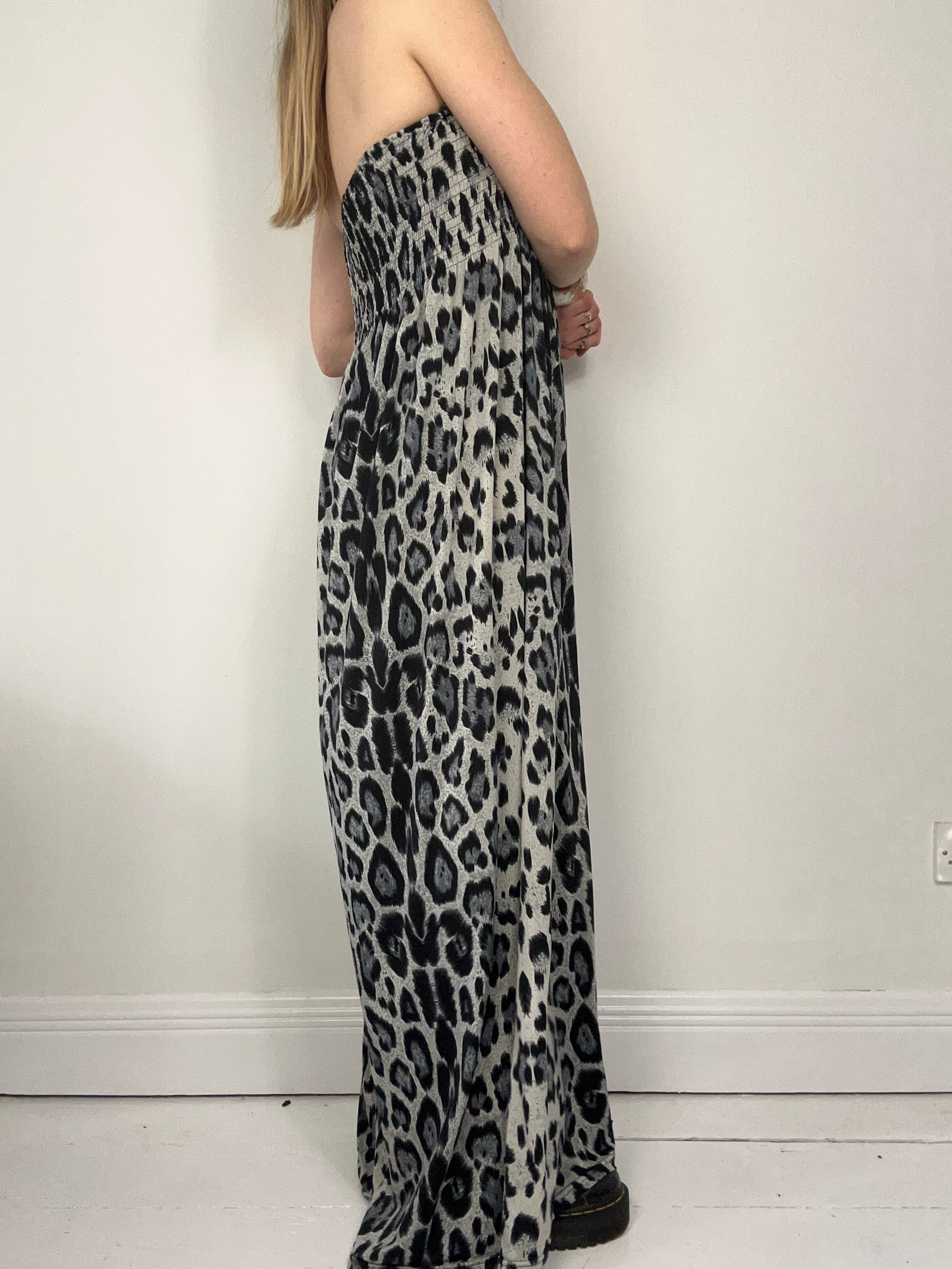 Cheetah print Grey Maxi Dress Size 10