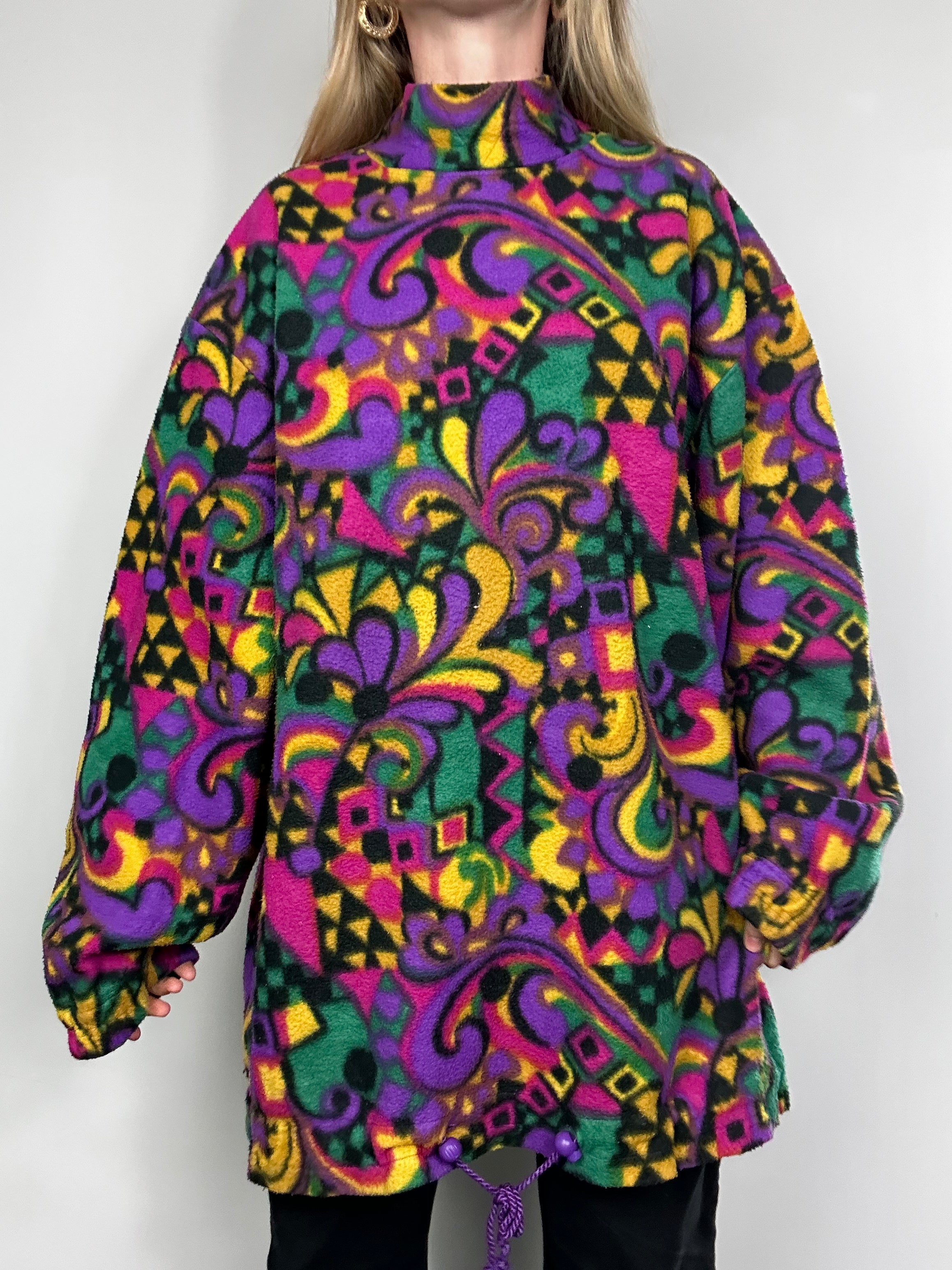 Floral 1980's Fleece Size Xl