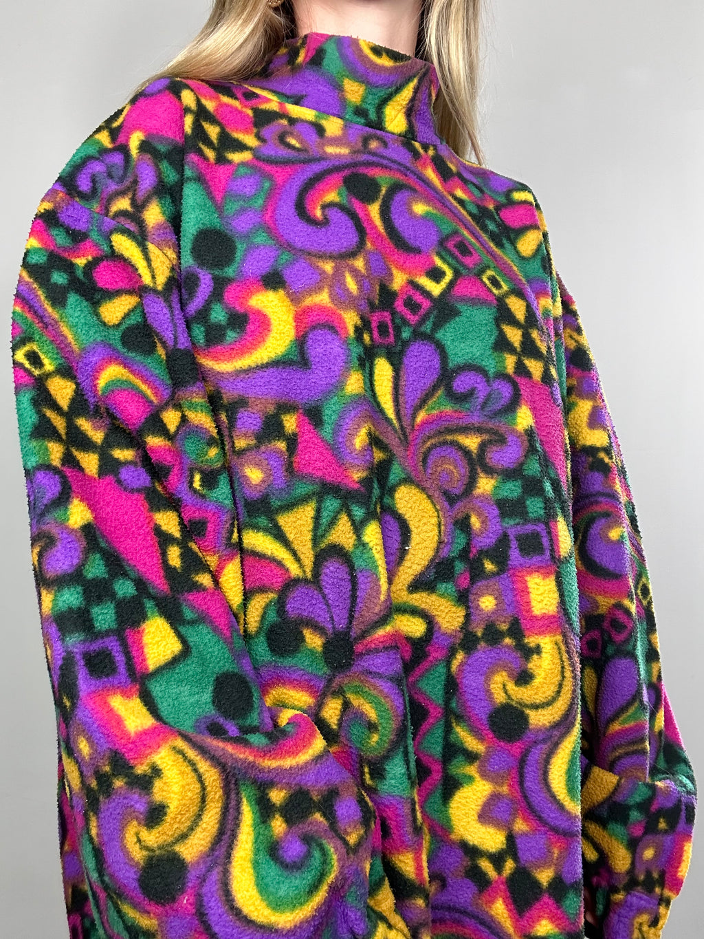 Floral 1980's Fleece Size Xl