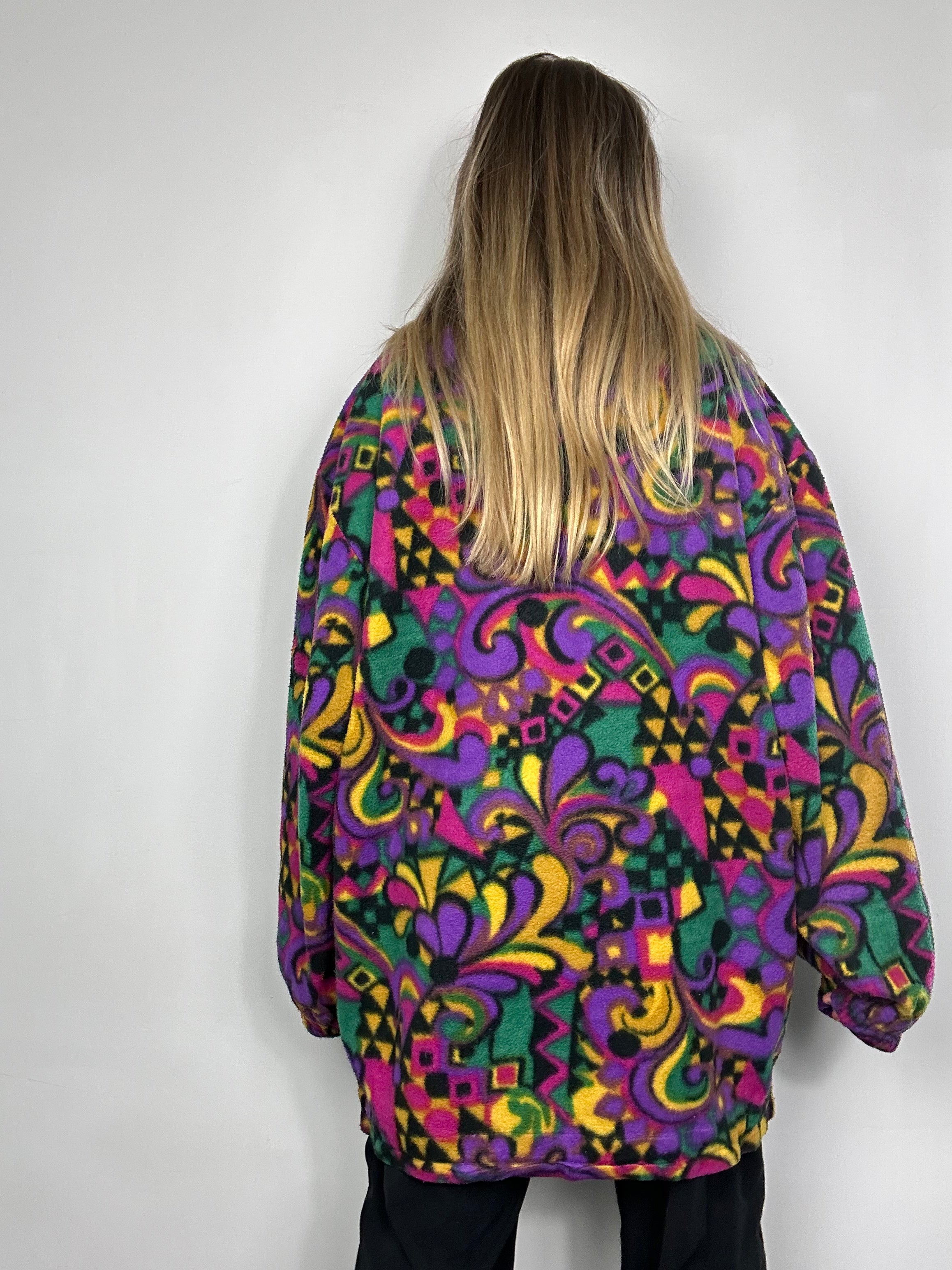 Floral 1980's Fleece Size Xl
