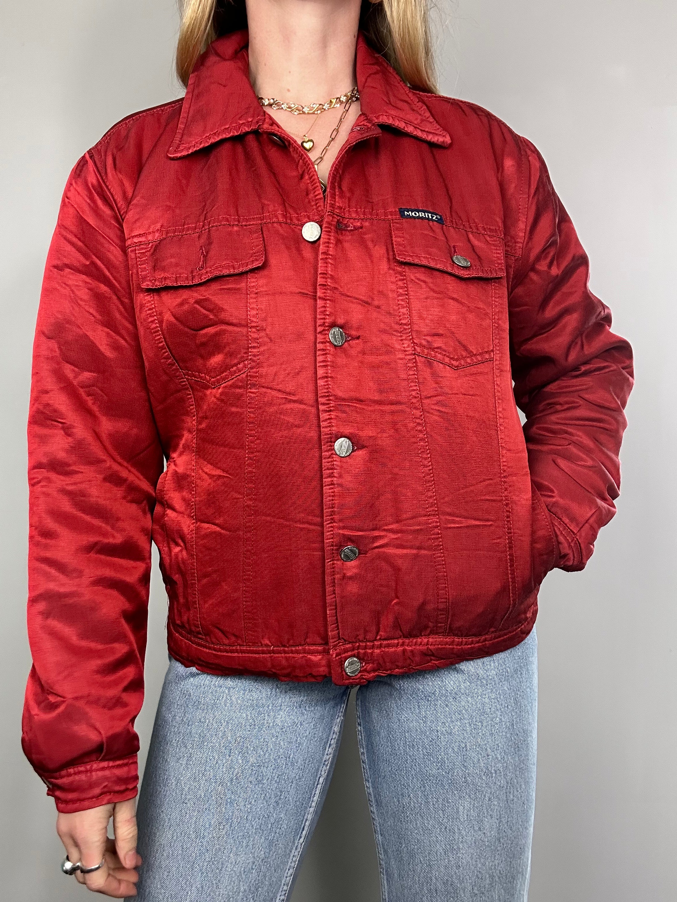 Red Satin 80's Jacket Size 10