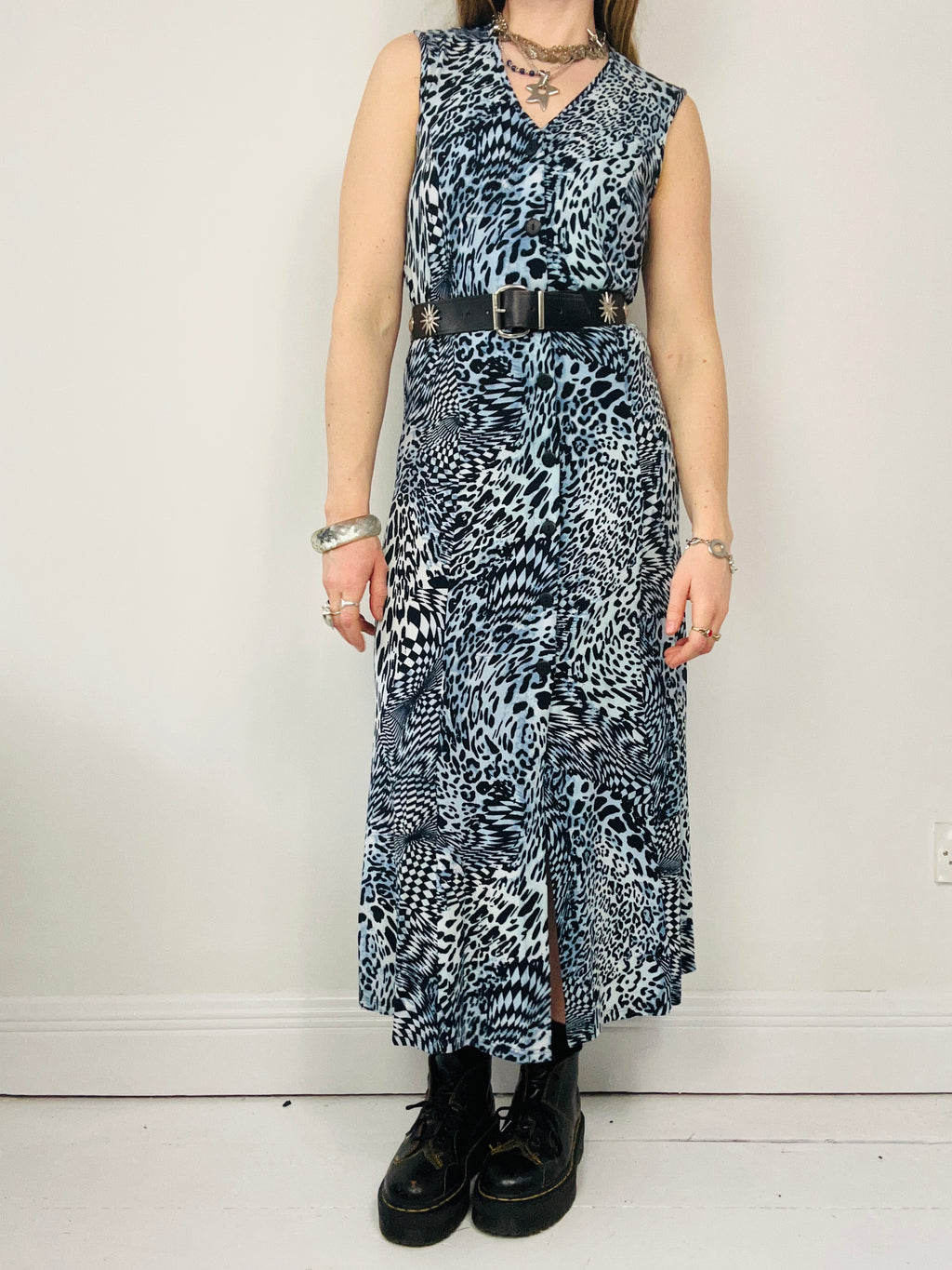 Cheetah print Blue Midi Dress Size 12