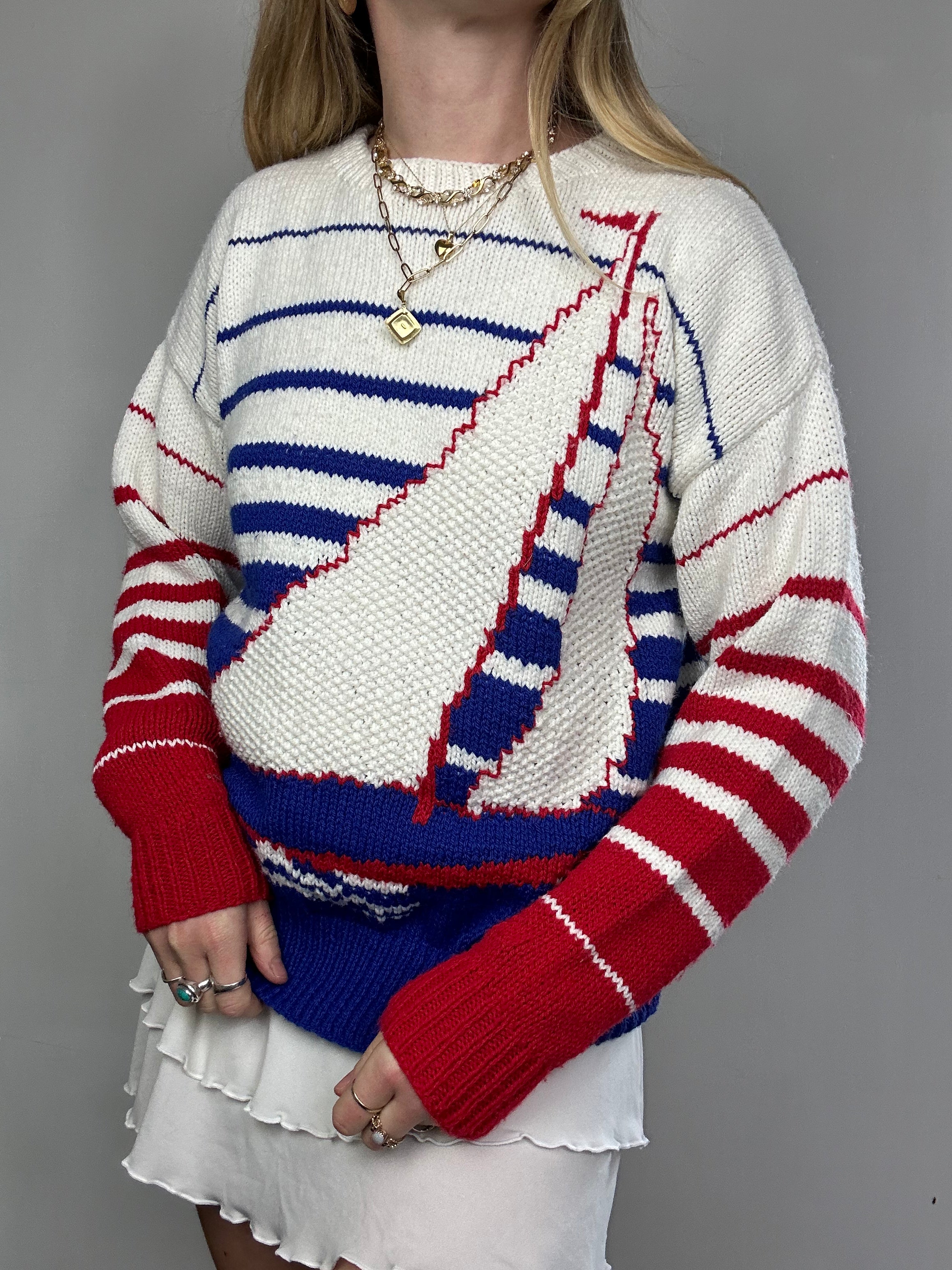 Knitted Sail Sweater Size S/M