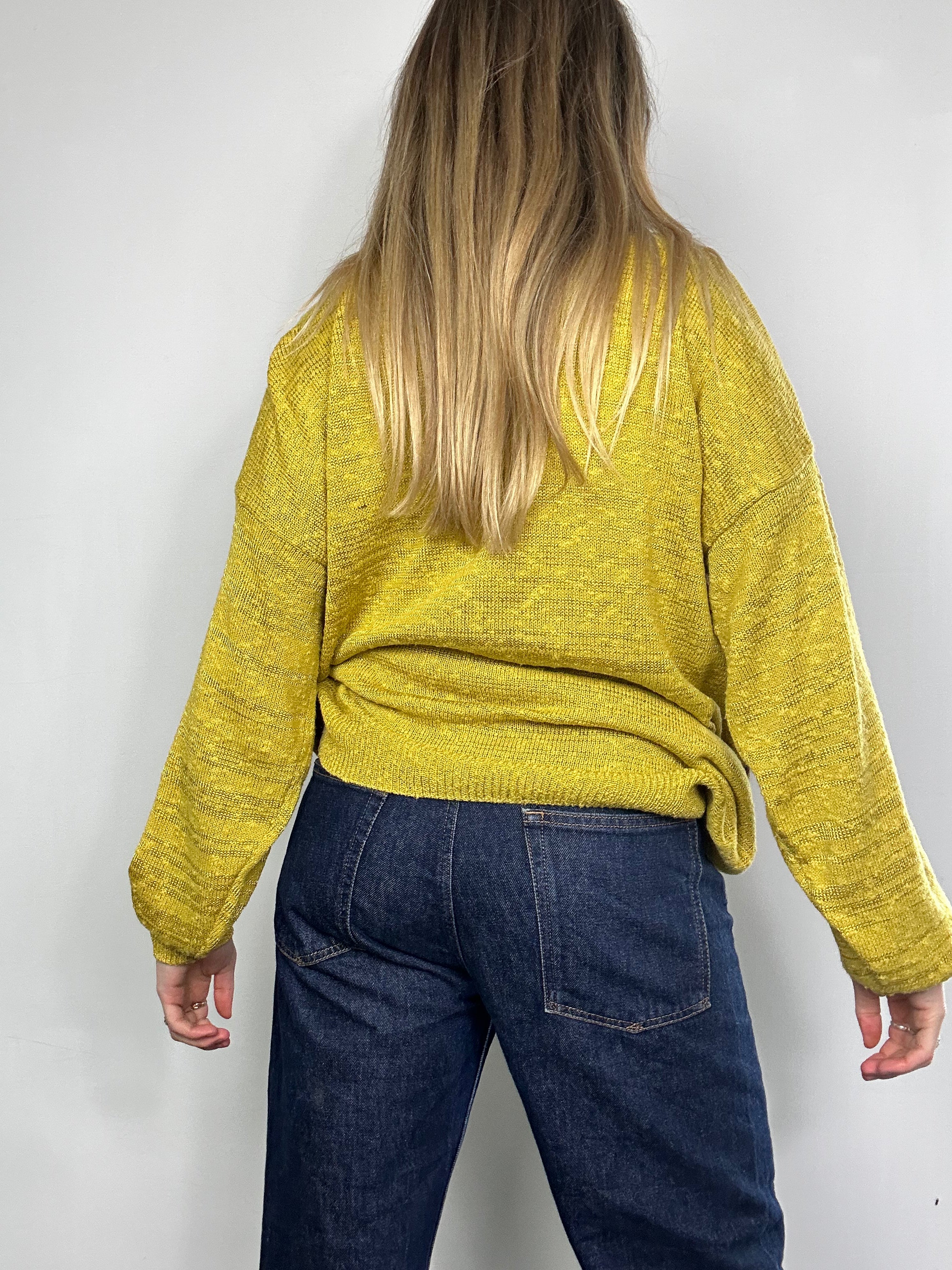 Mustard Bird Print Sweater Size L