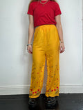 Yellow Embroidered Wide Leg Pant Size 12