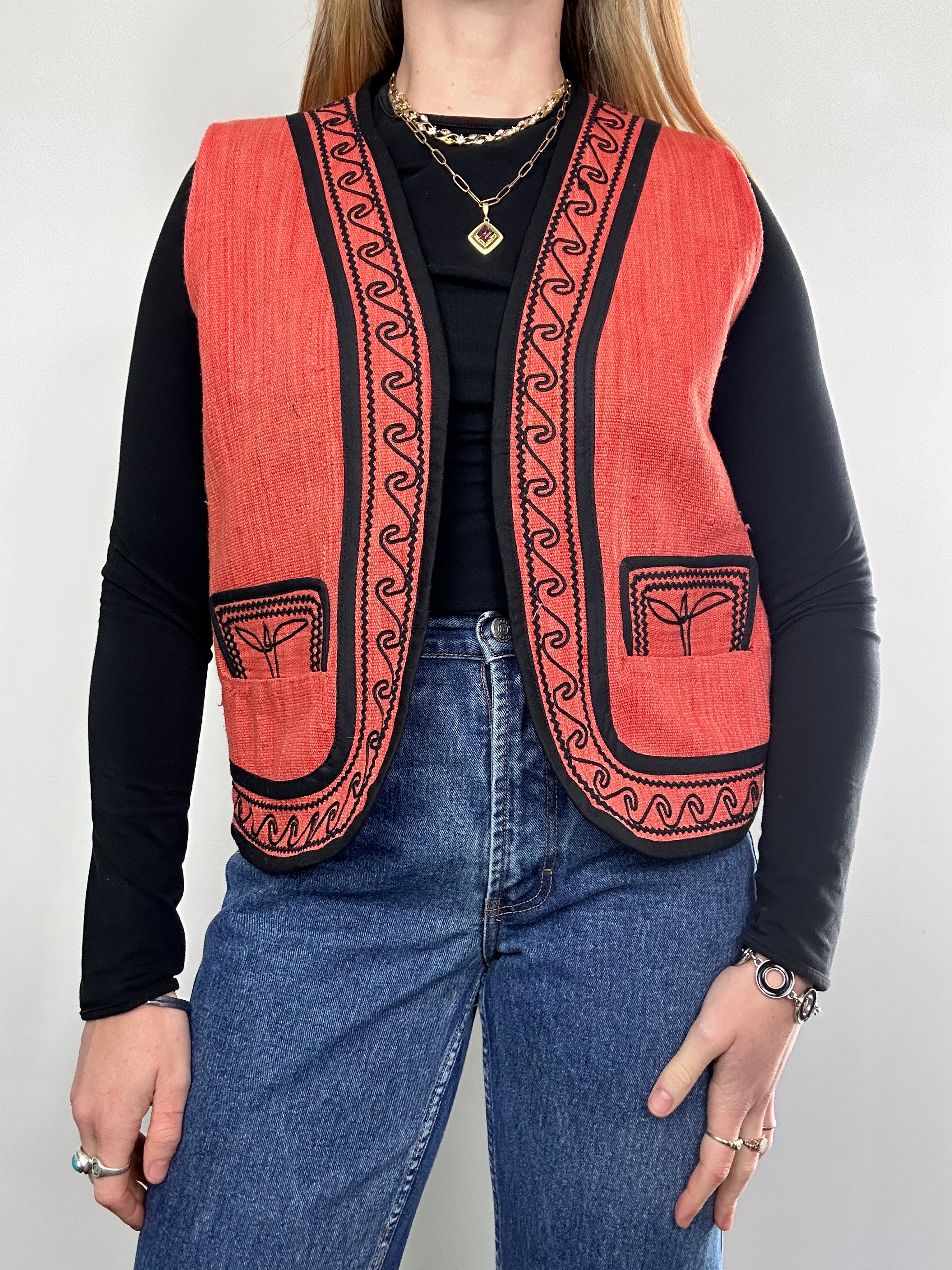 peach Embroidered Waistcoat Size 12
