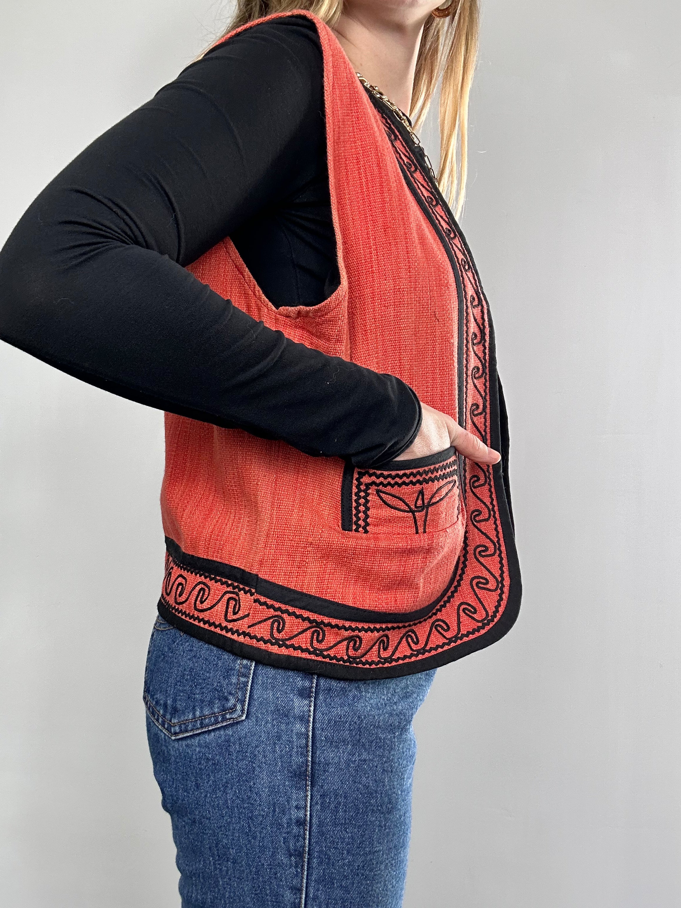 peach Embroidered Waistcoat Size 12