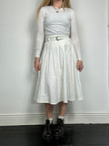 White Midi Skirt With Belt Size 8