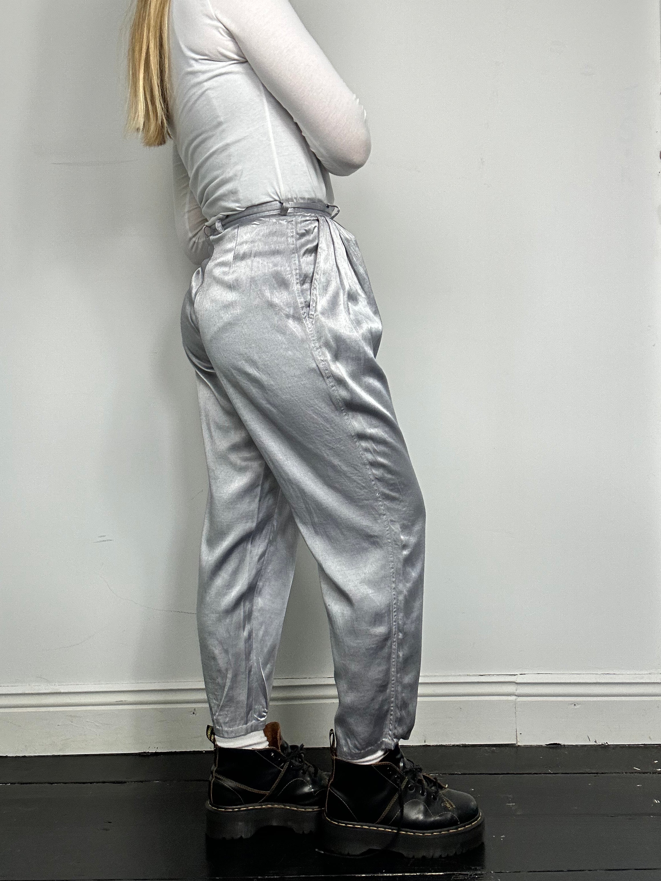 Silver High Waisted Pants Size 8