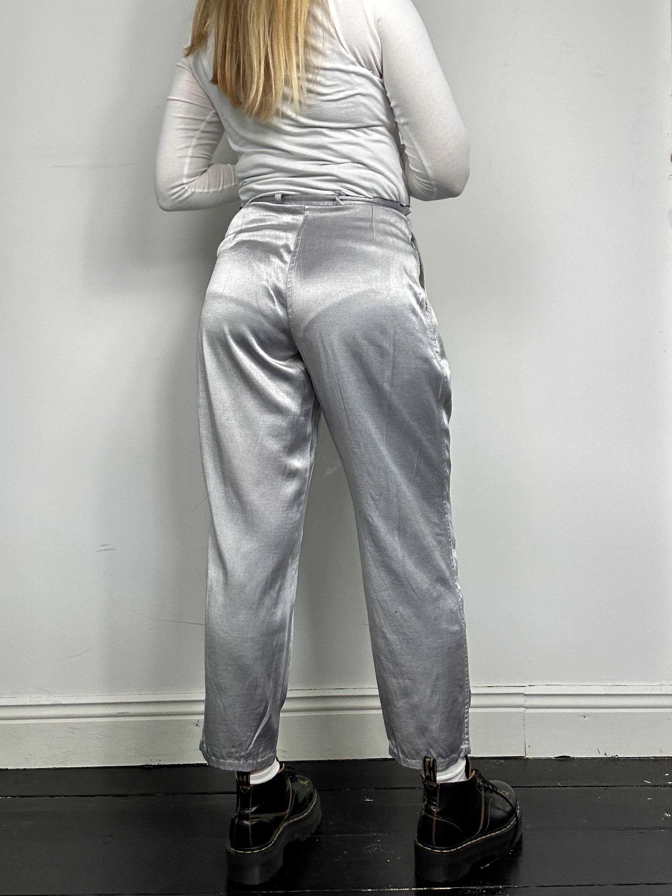 Silver High Waisted Pants Size 8