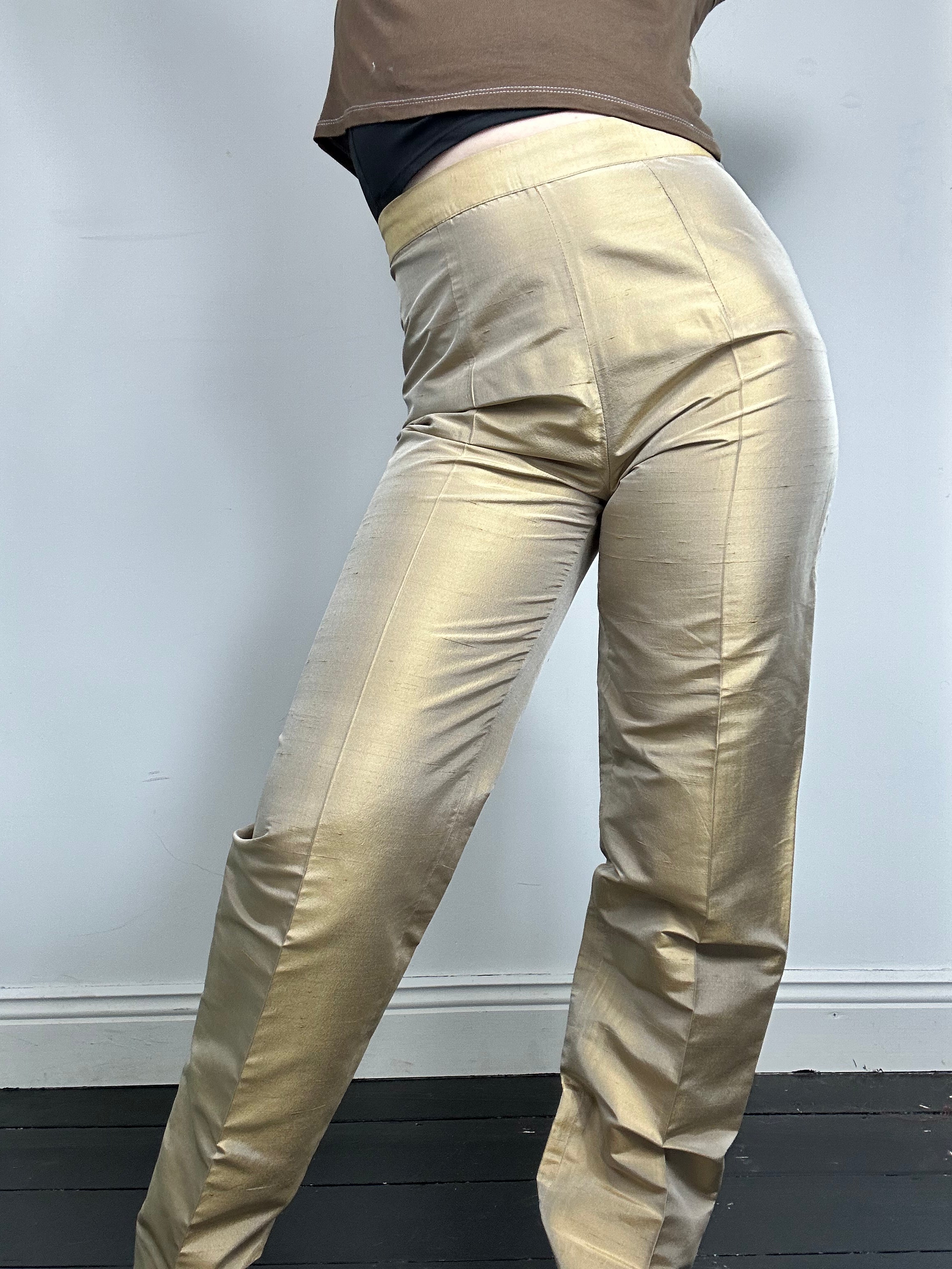 Silk Gold High Waisted Pants Size 8