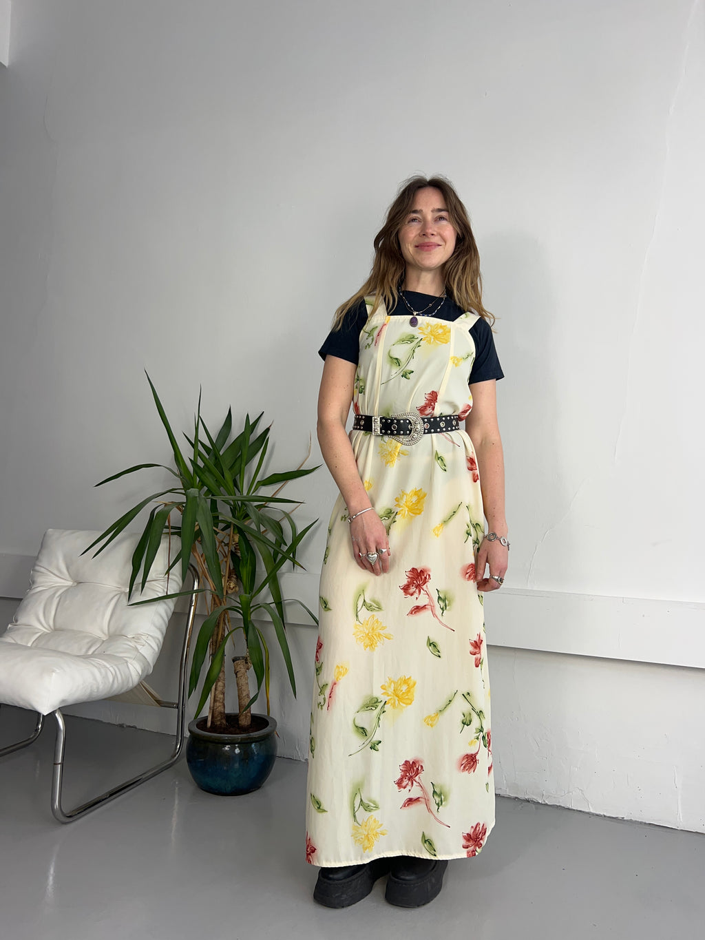 Lemon flroal Maxi Dress Size 12