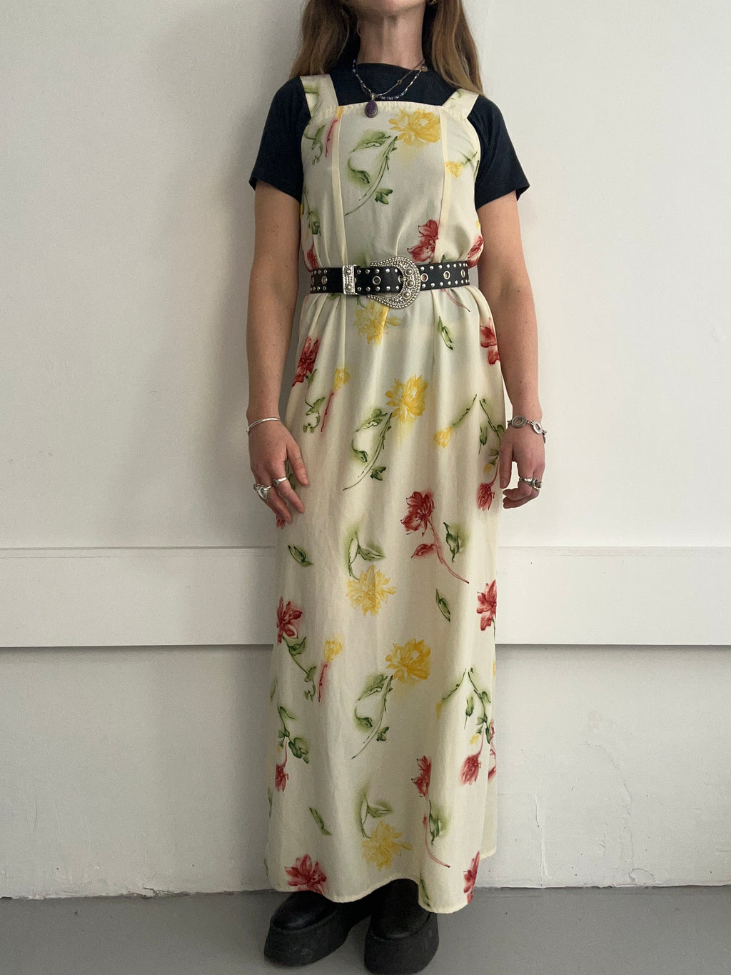 Lemon flroal Maxi Dress Size 12