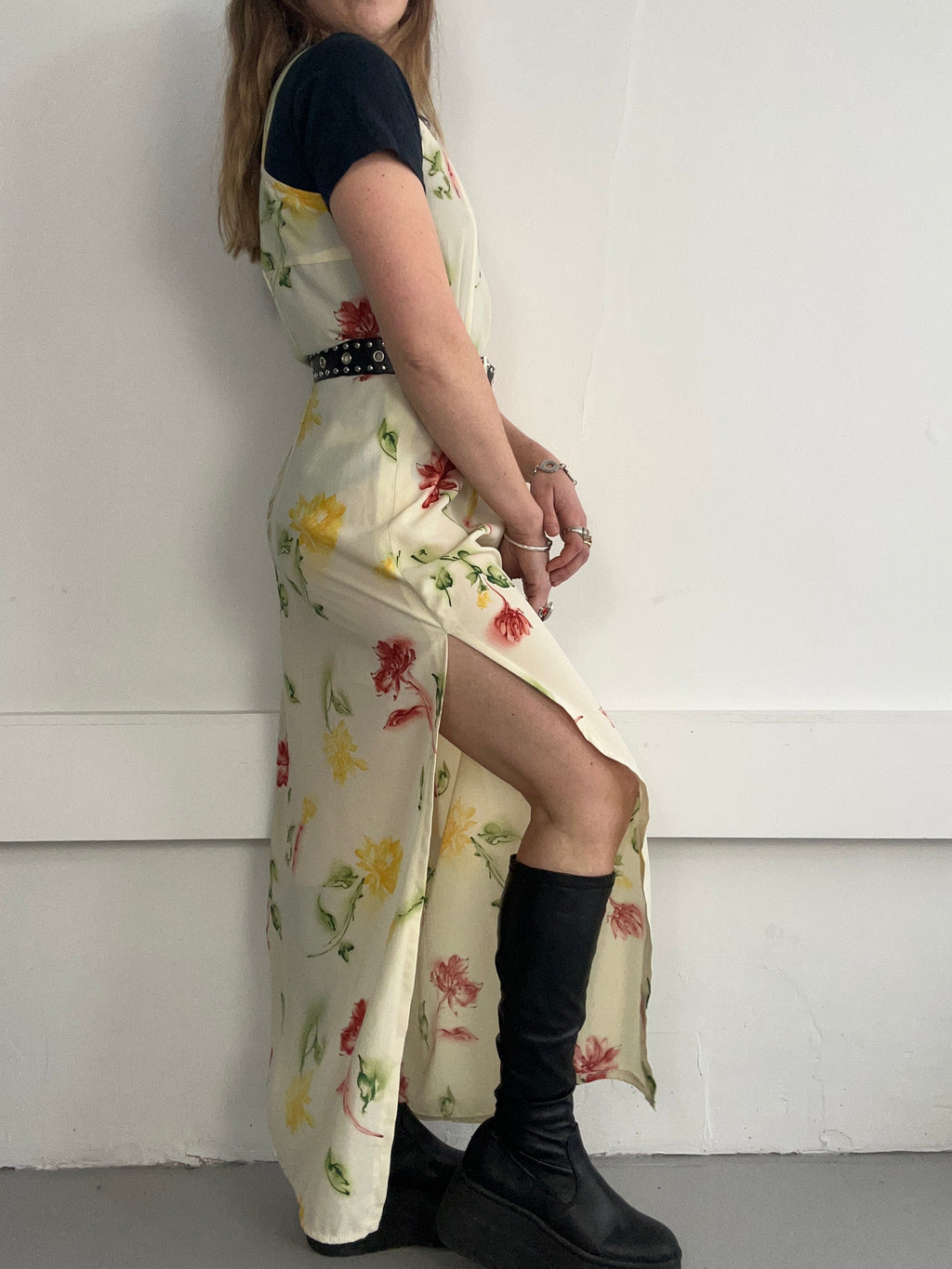 Lemon flroal Maxi Dress Size 12