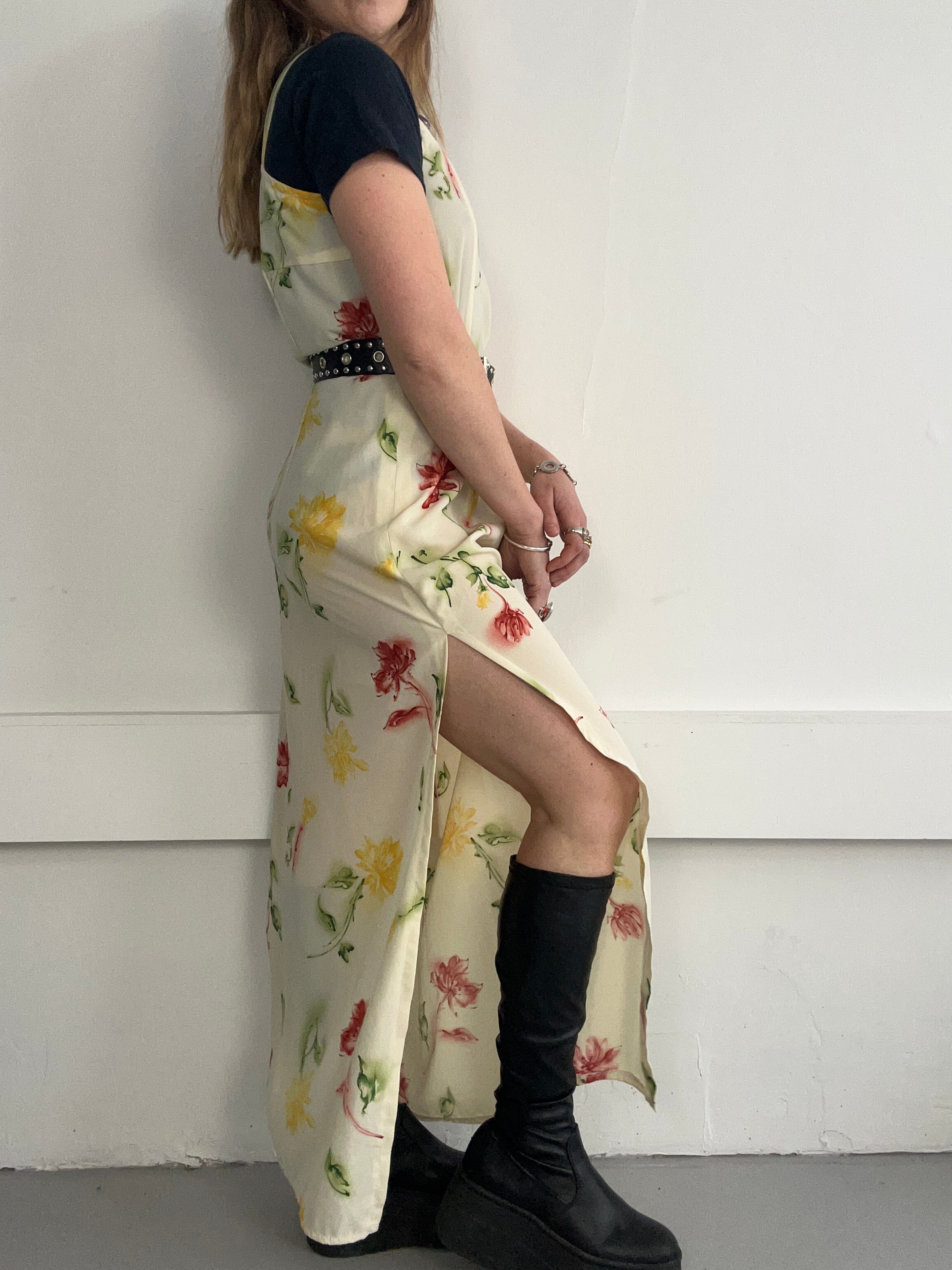 Lemon flroal Maxi Dress Size 12