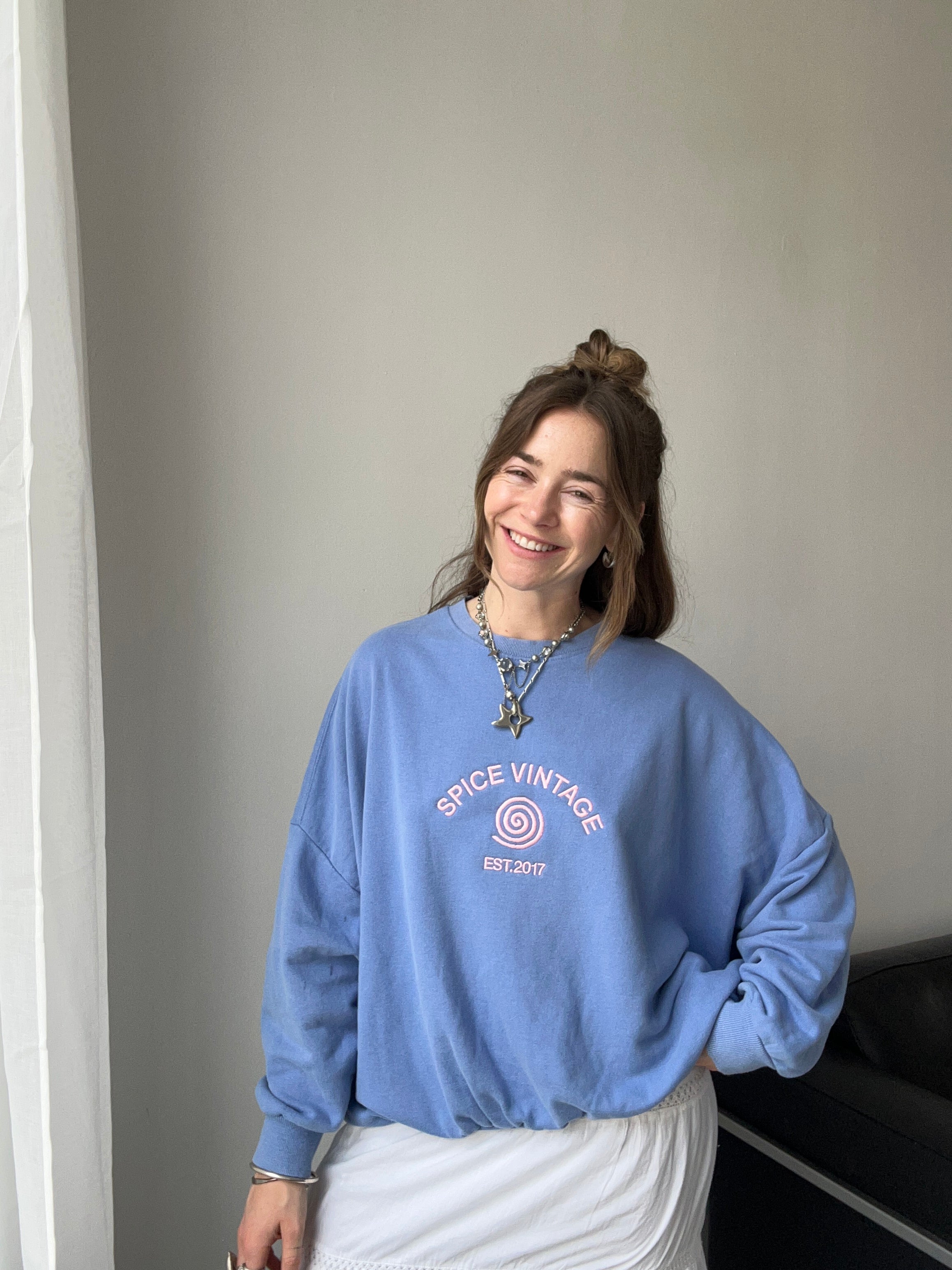 Spice Spiral Bbay Blue Sweater Size L/Xl