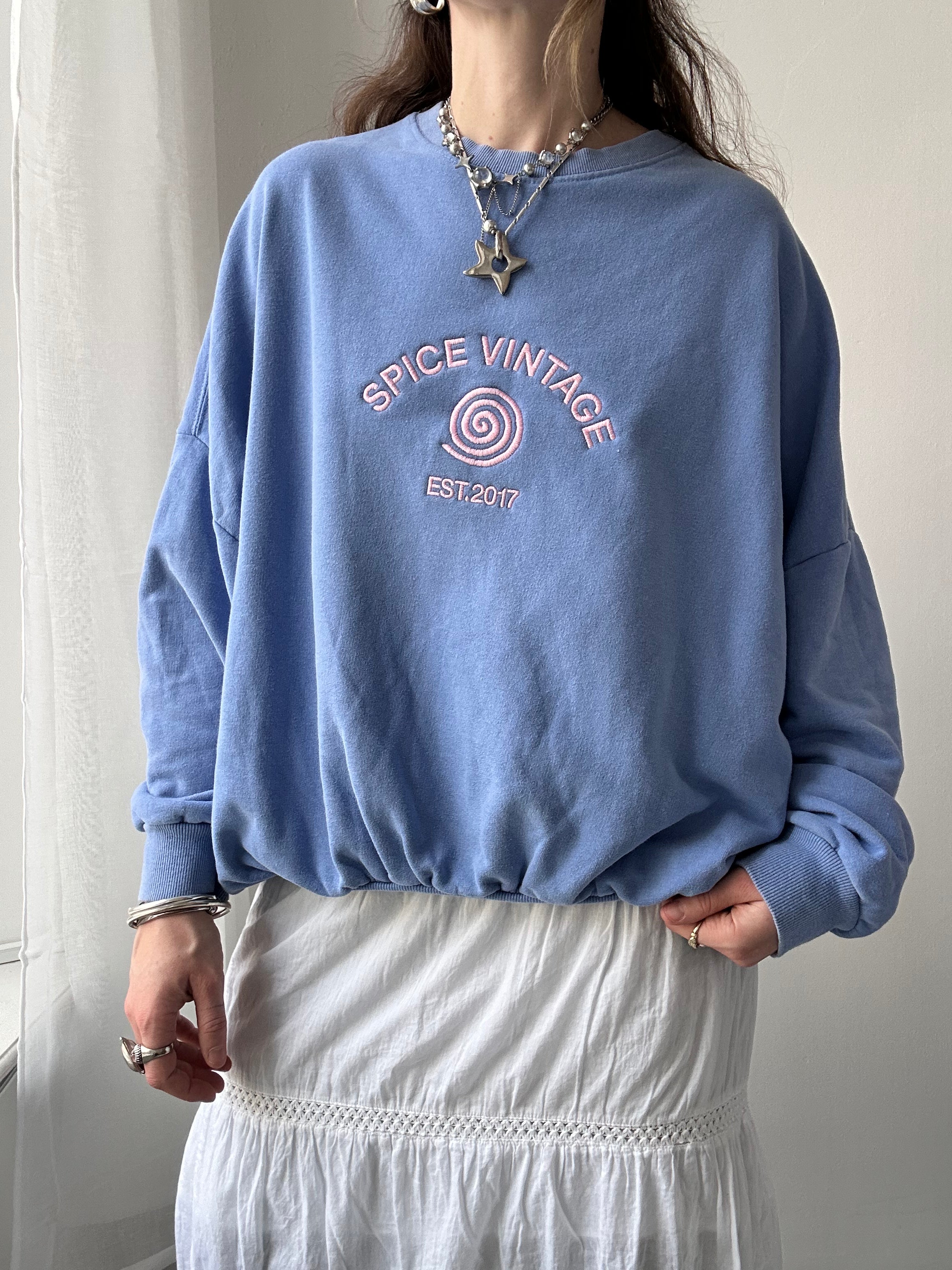 Spice Spiral Bbay Blue Sweater Size L/Xl