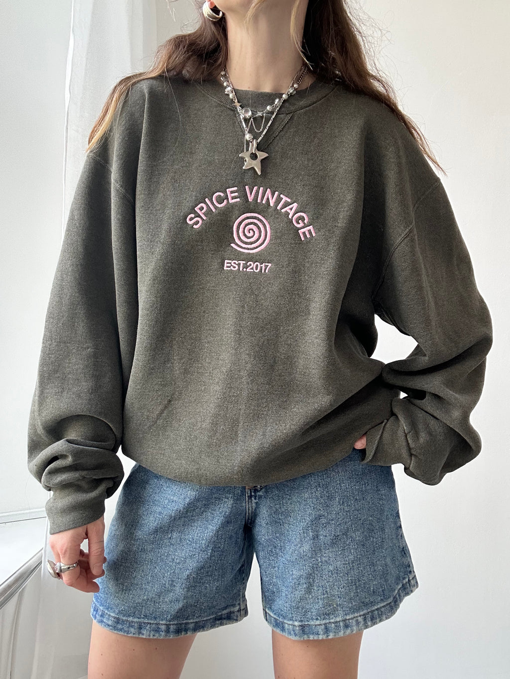 Spice Spiral Grey Sweater Size XL