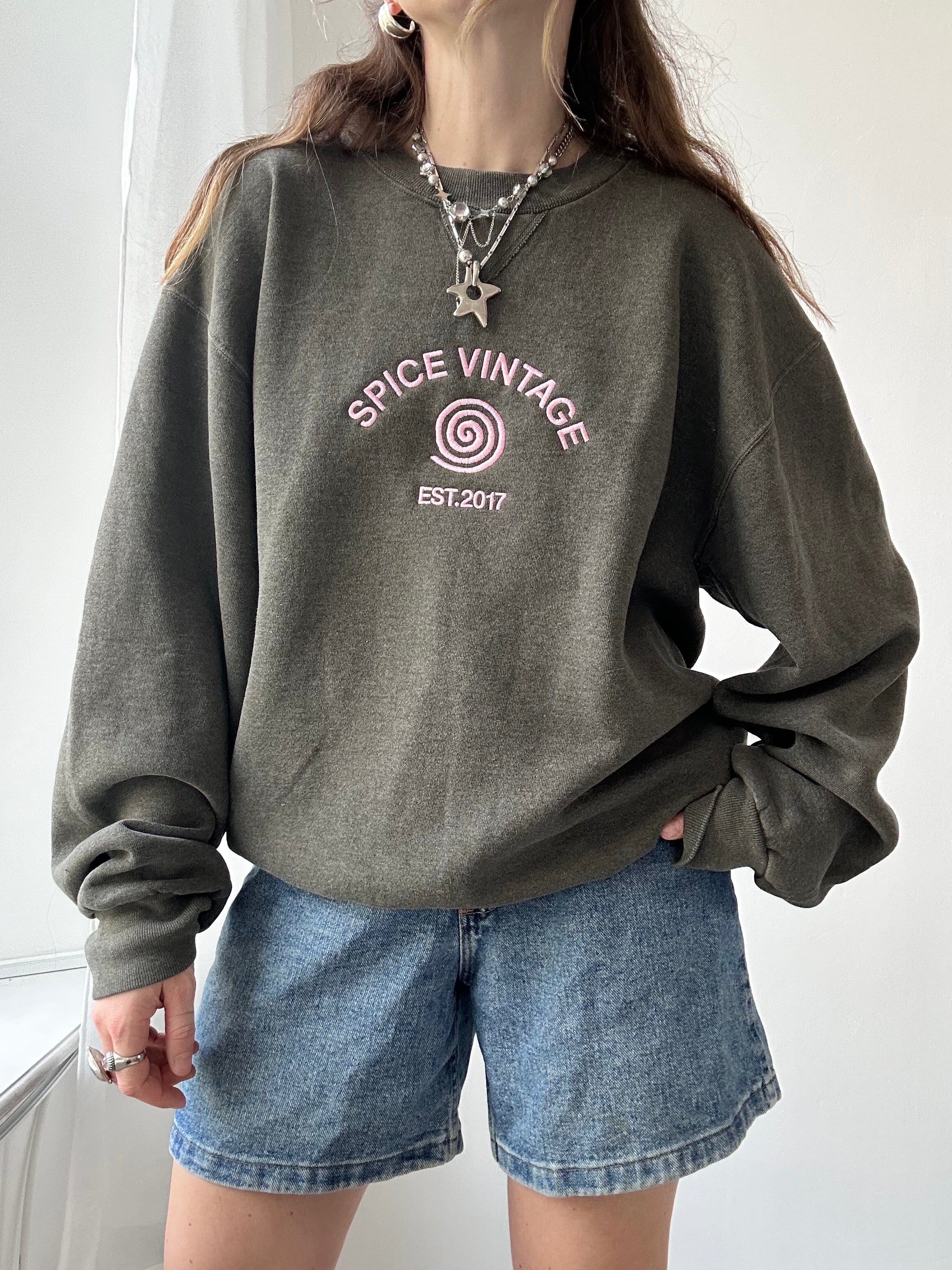Spice Spiral Grey Sweater Size XL