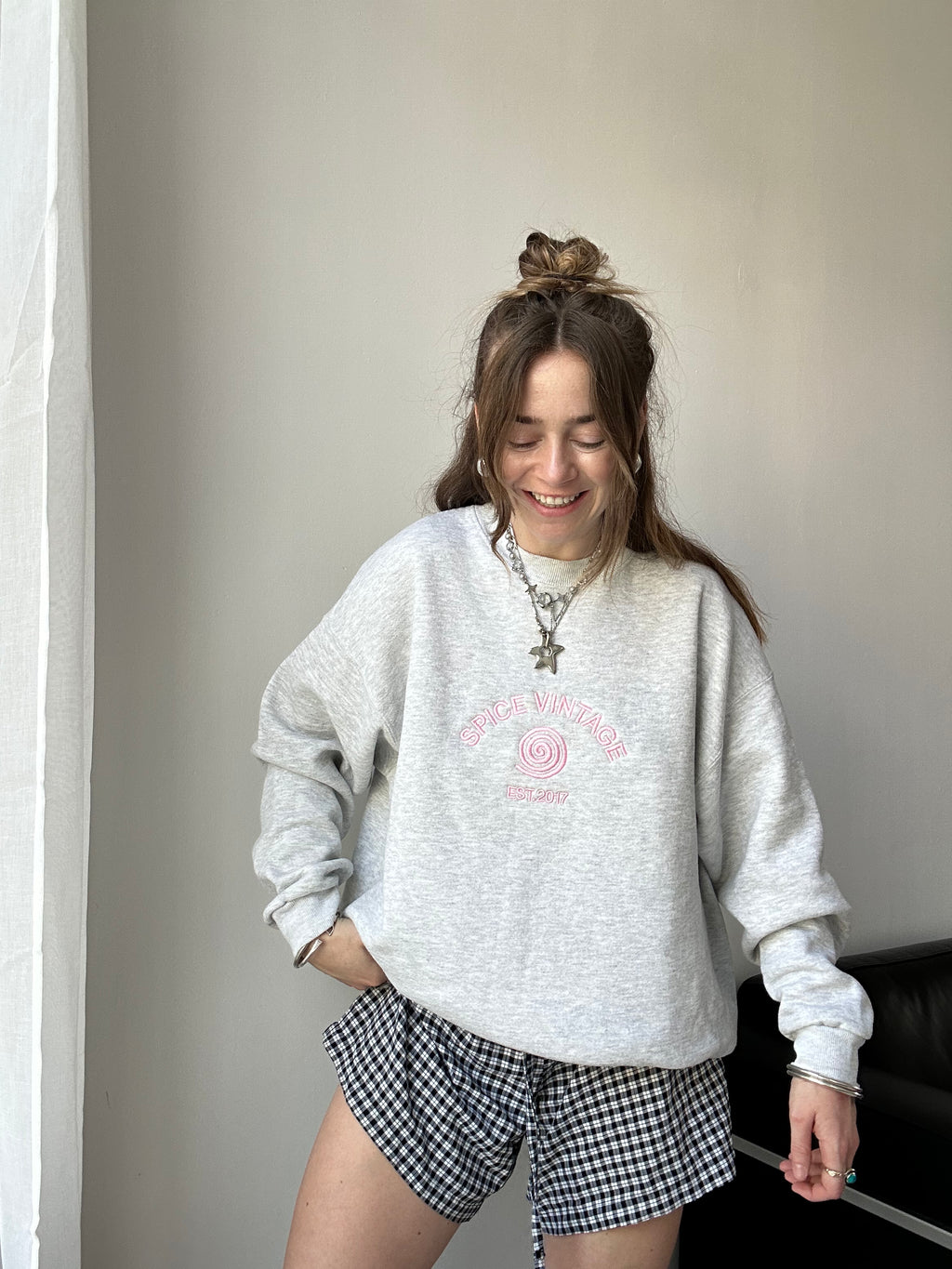 Grey Spice Spiral Sweater Size L