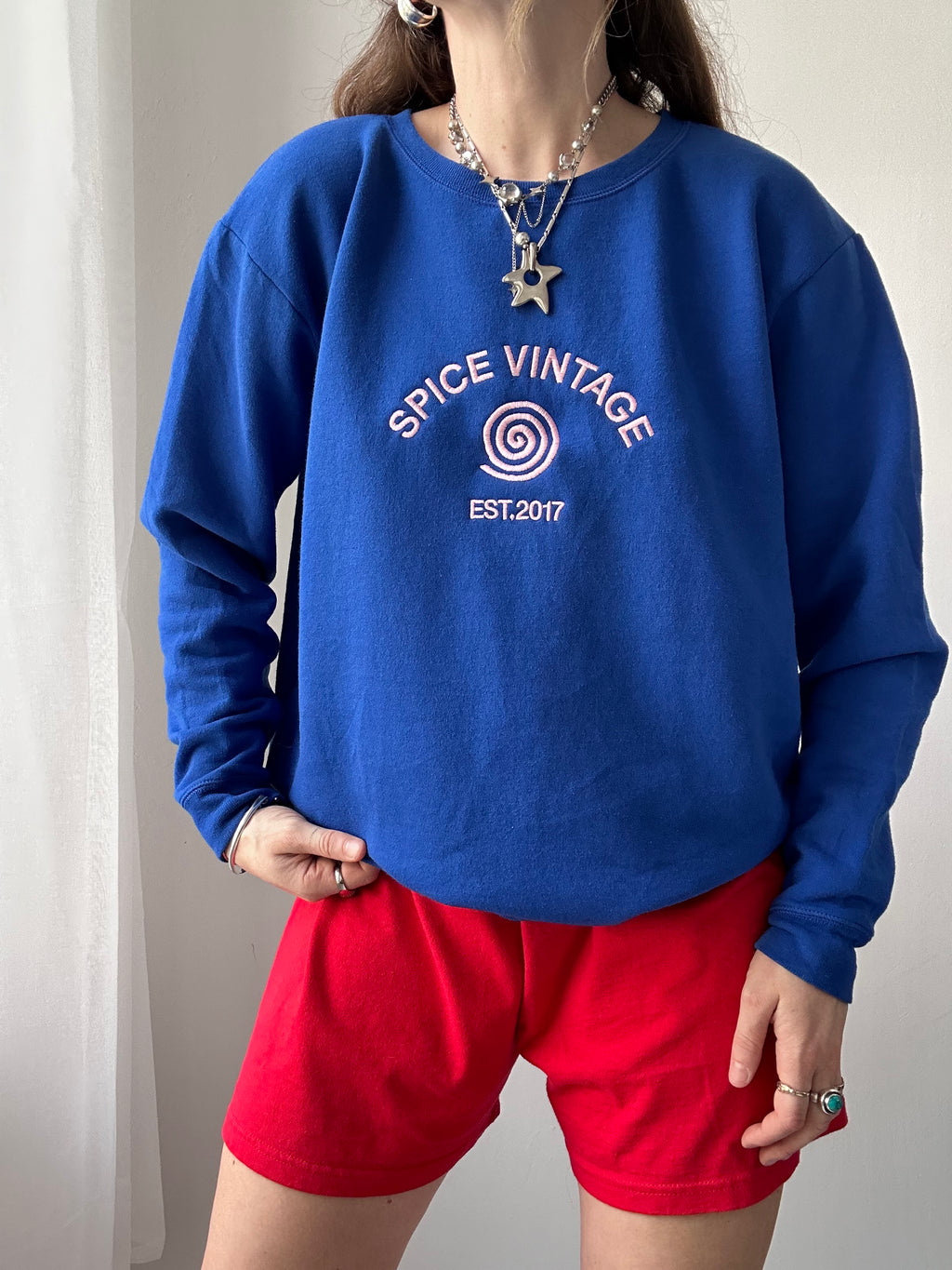 Blue Spice Spiral Sweater Size M