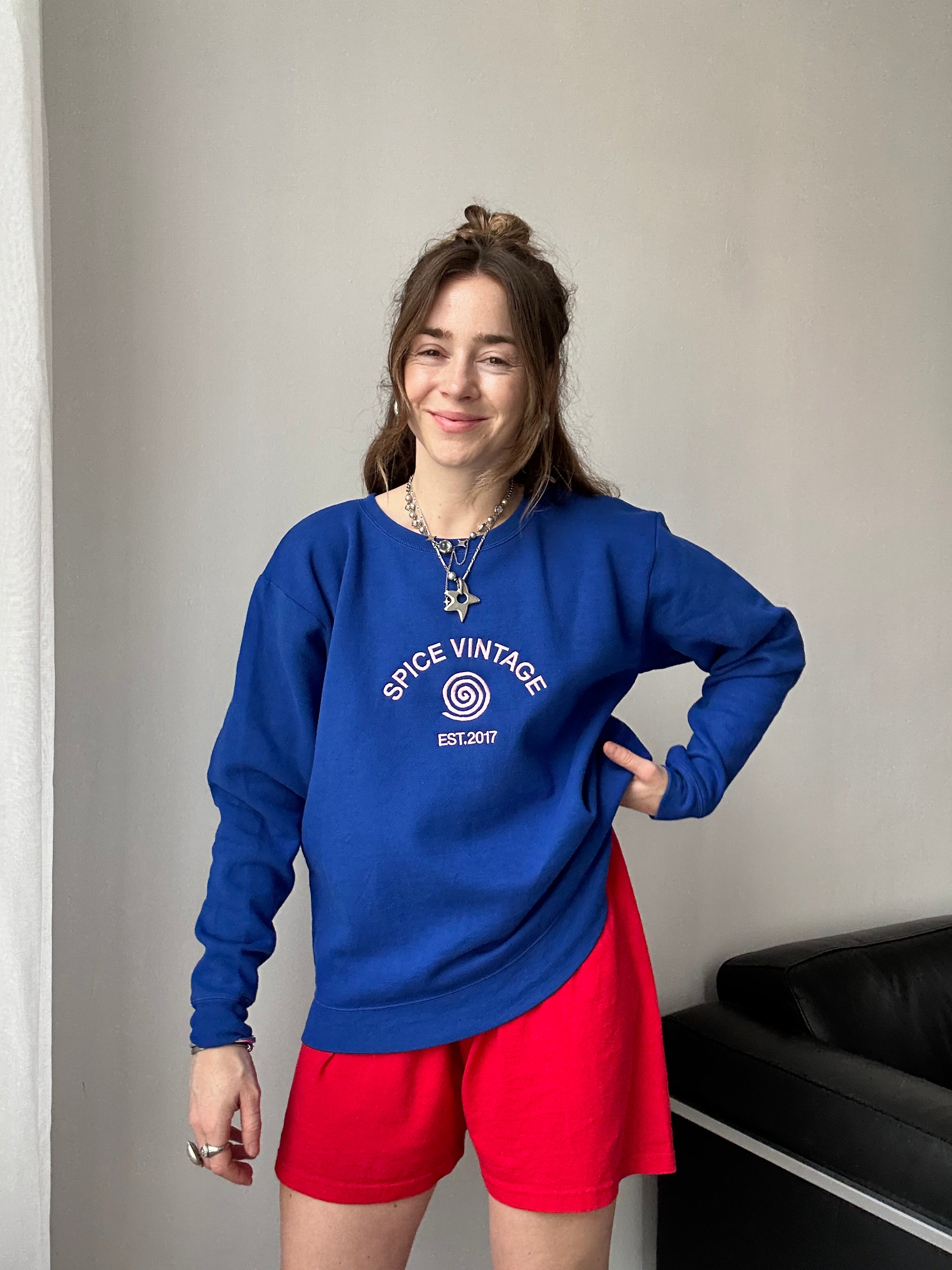 Blue Spice Spiral Sweater Size M