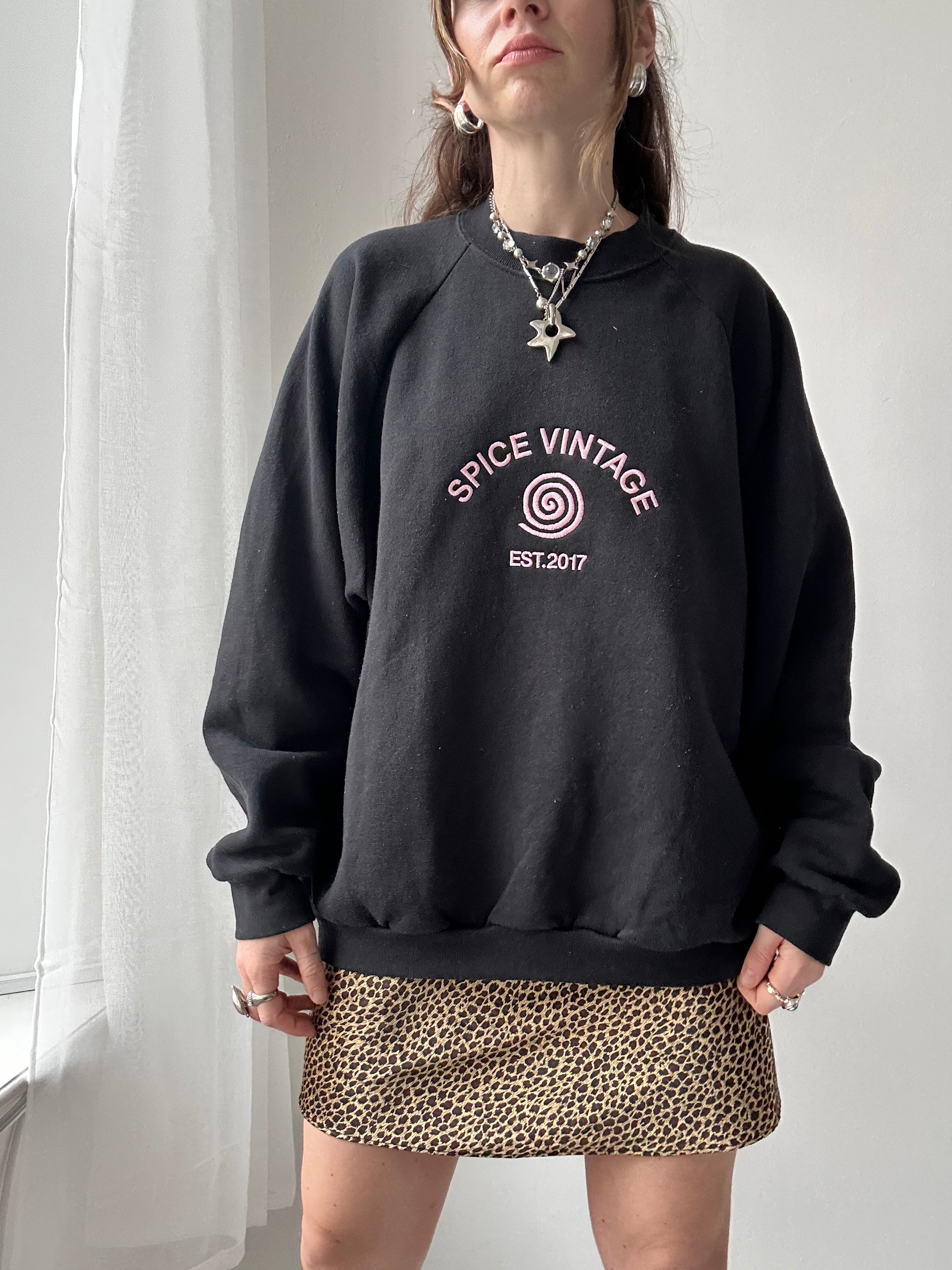 Spice Spiral Black Sweater Size Xl