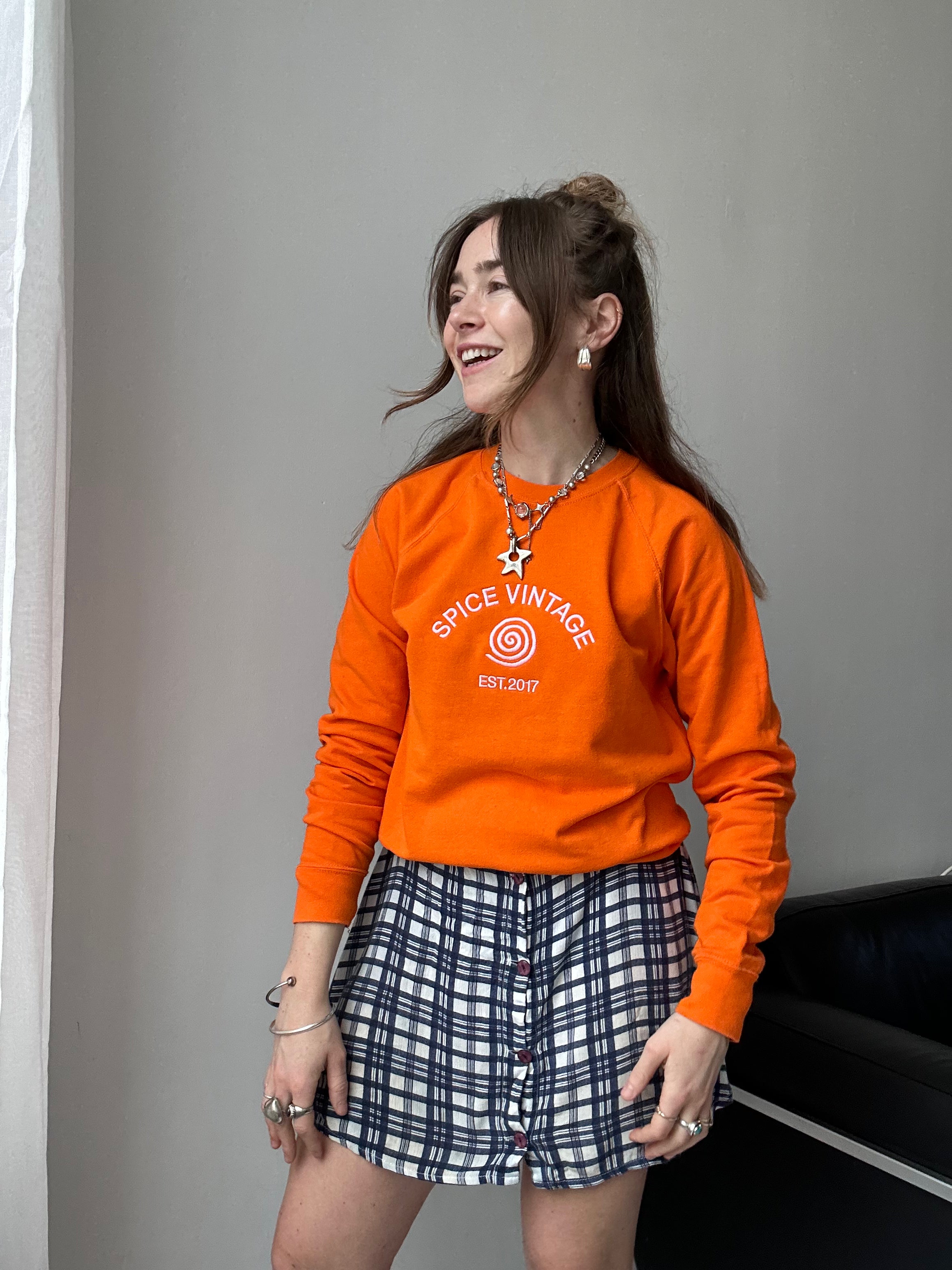 Orange Spice Spiral Sweater Size S