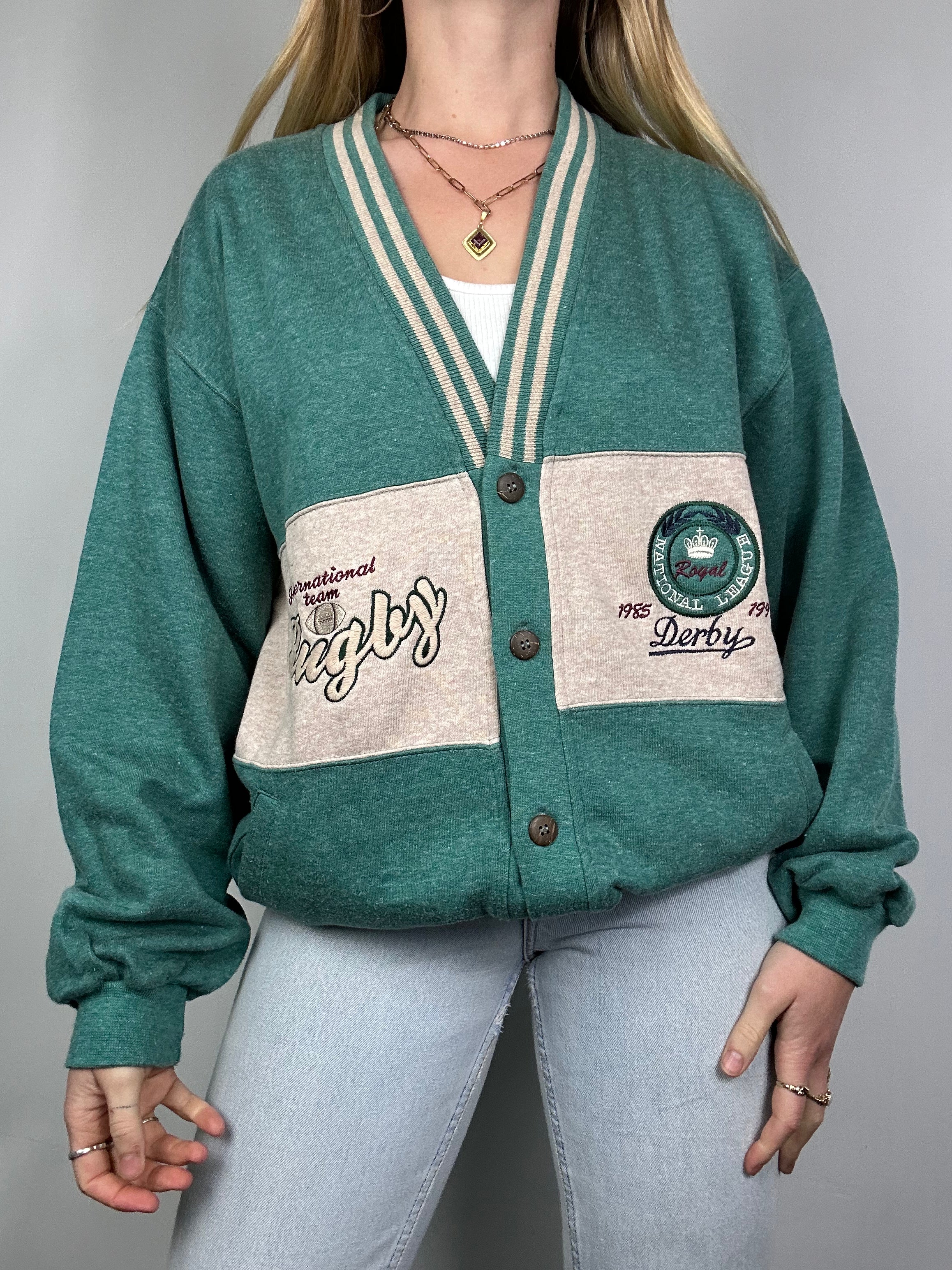 Teal Cardi 80's Size M