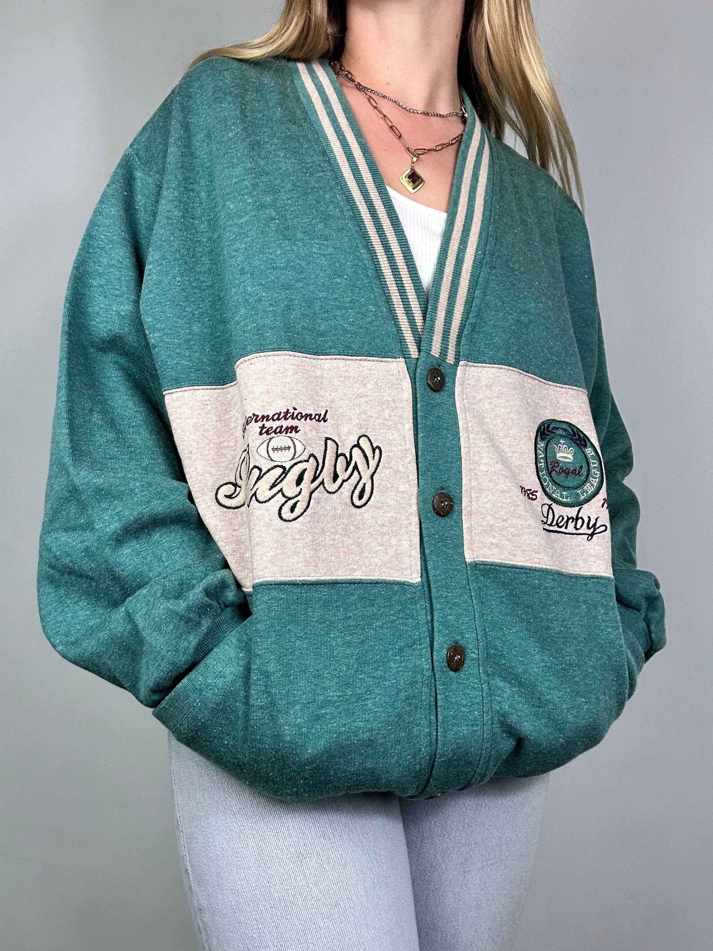 Teal Cardi 80's Size M