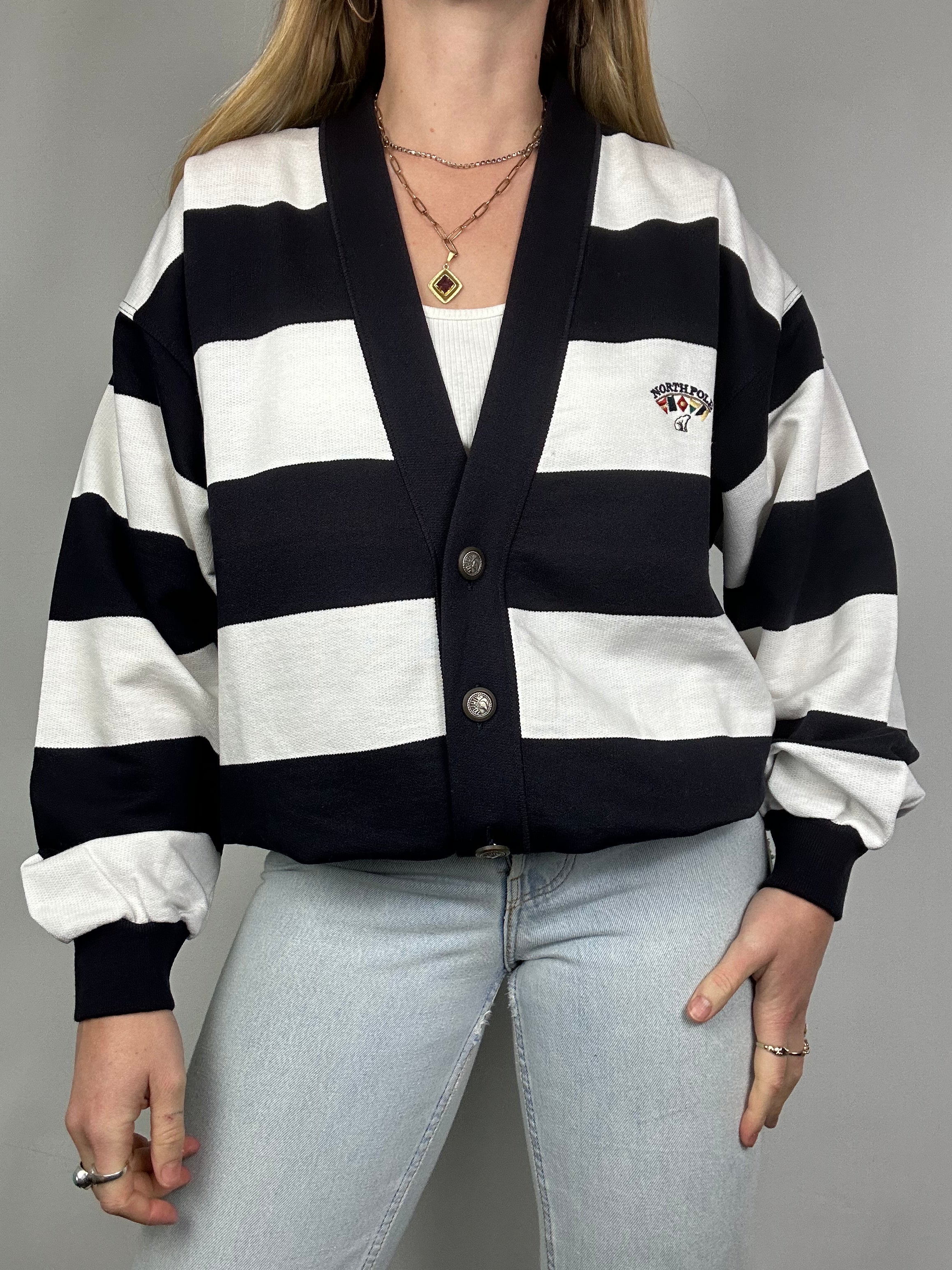 Striped 80's Cotton Cardi Siez M