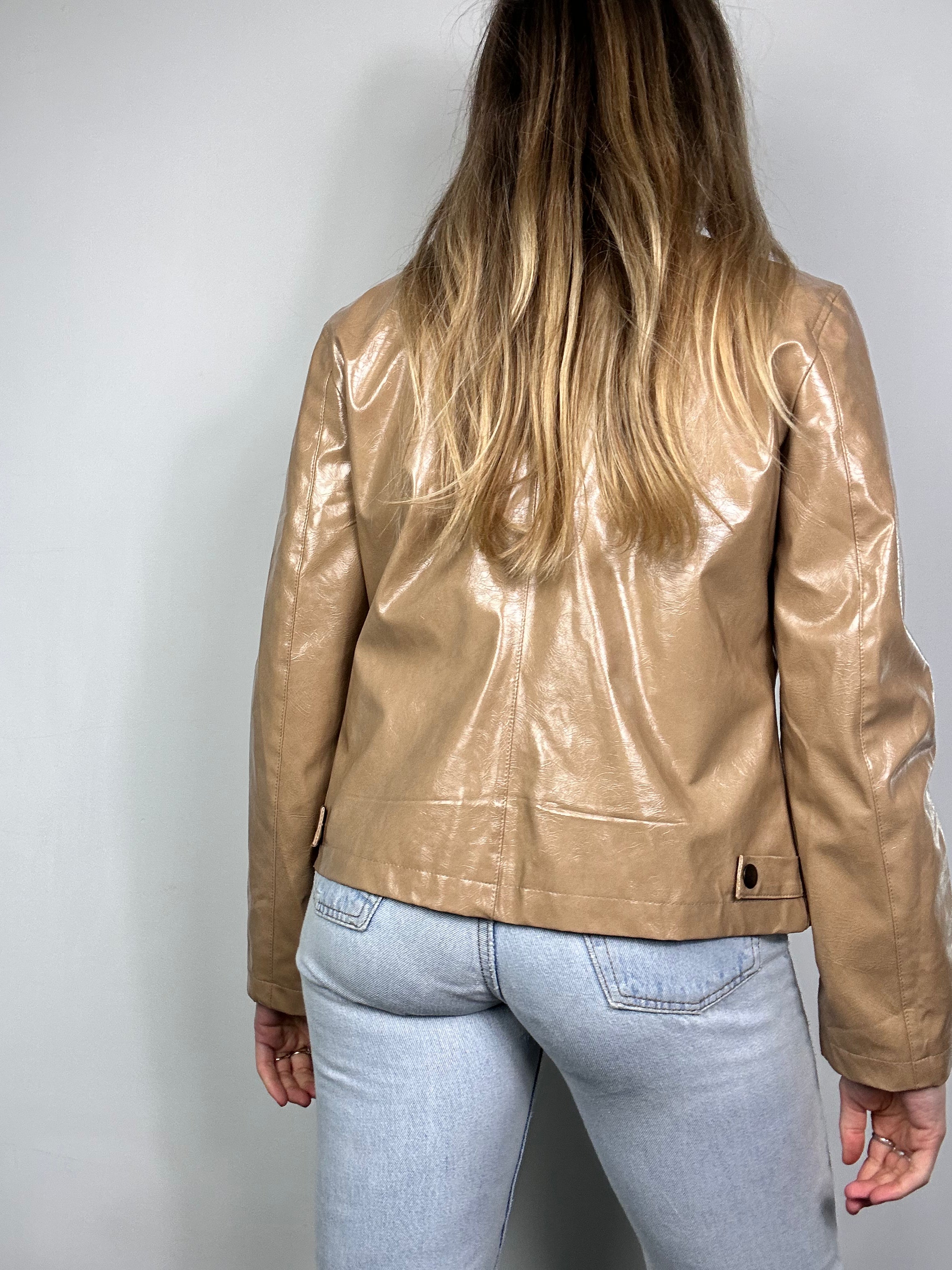 Faux leather Tan Jacket size 10
