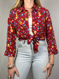 Red Floral Silk Shirt Size 10