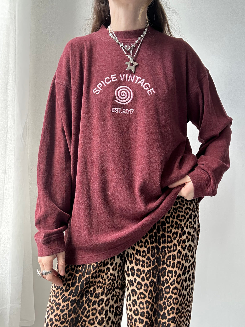 Burgundy Spice Spiral Sweater Size Xl