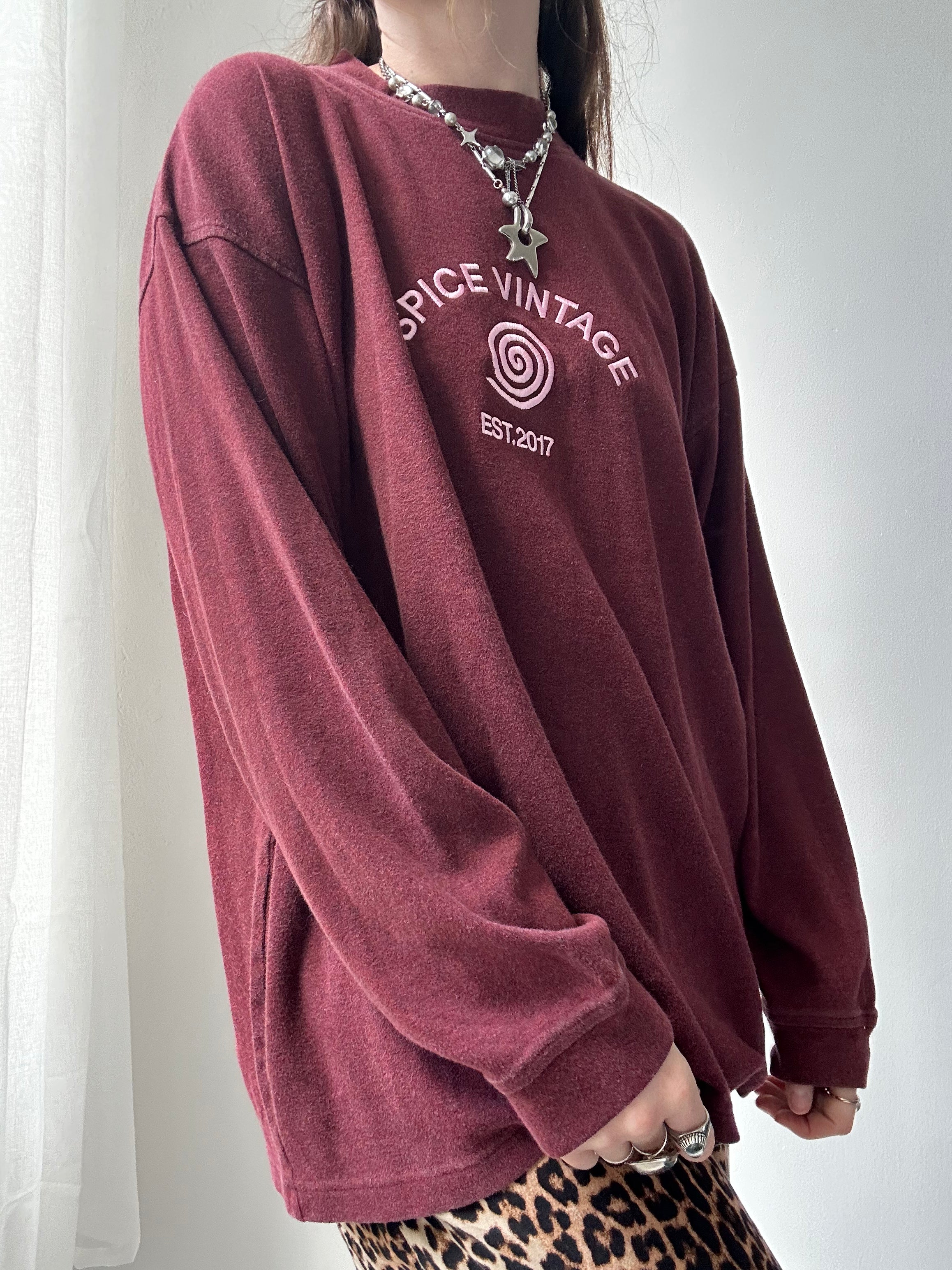 Burgundy Spice Spiral Sweater Size Xl