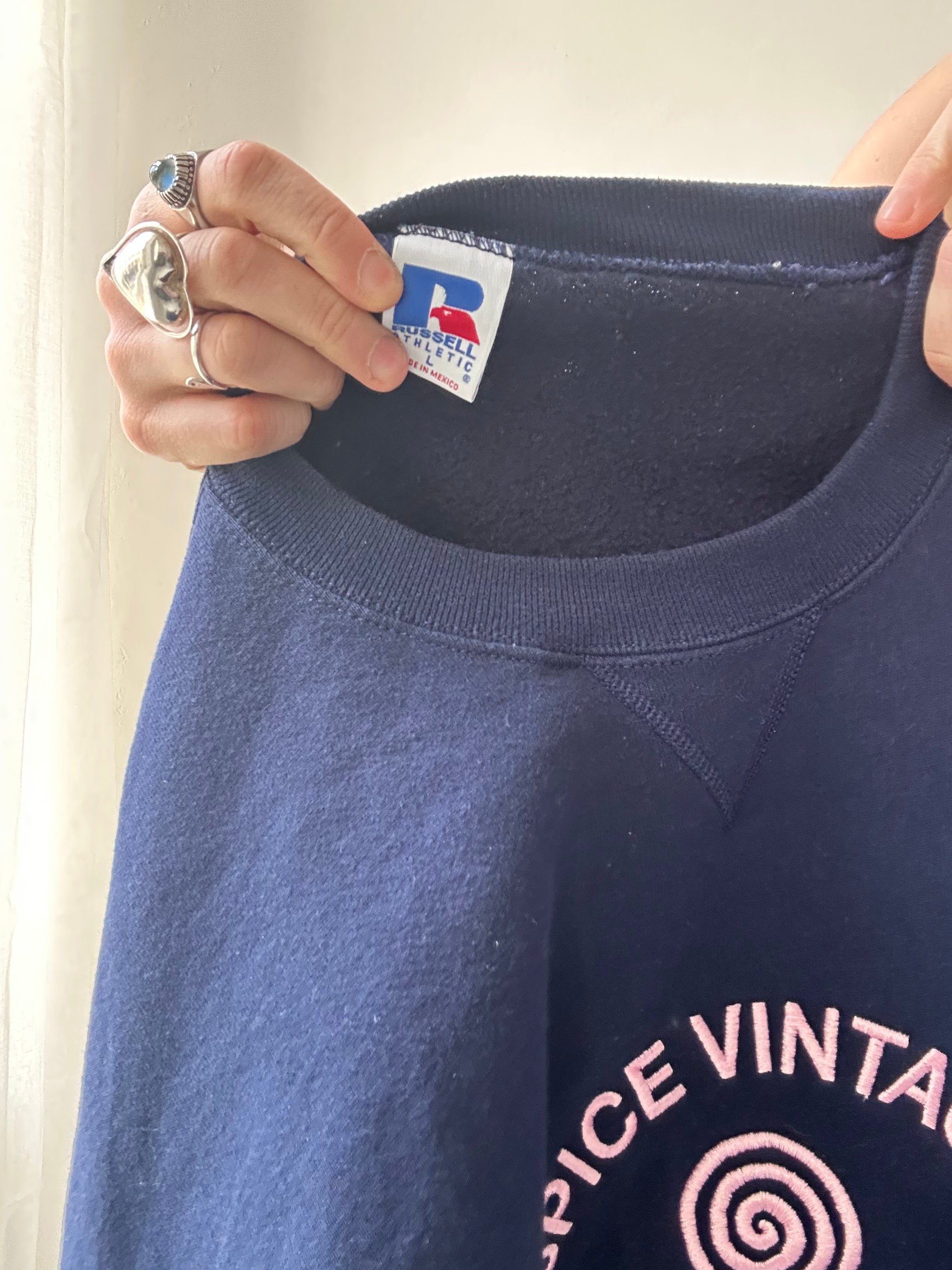 Navy Spice Spiral Sweater Size M