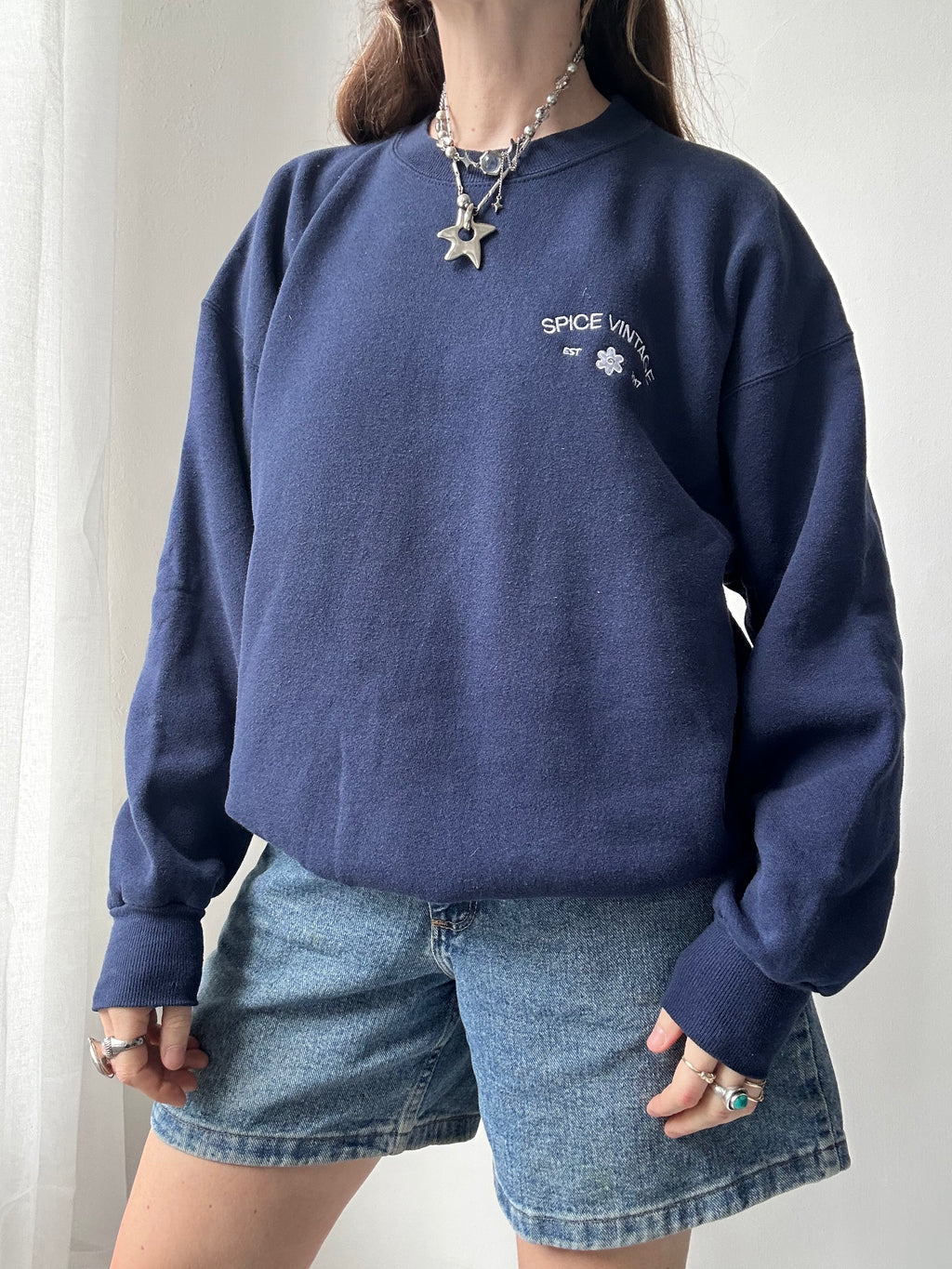 Navy Spiral Spice Sweater Size M