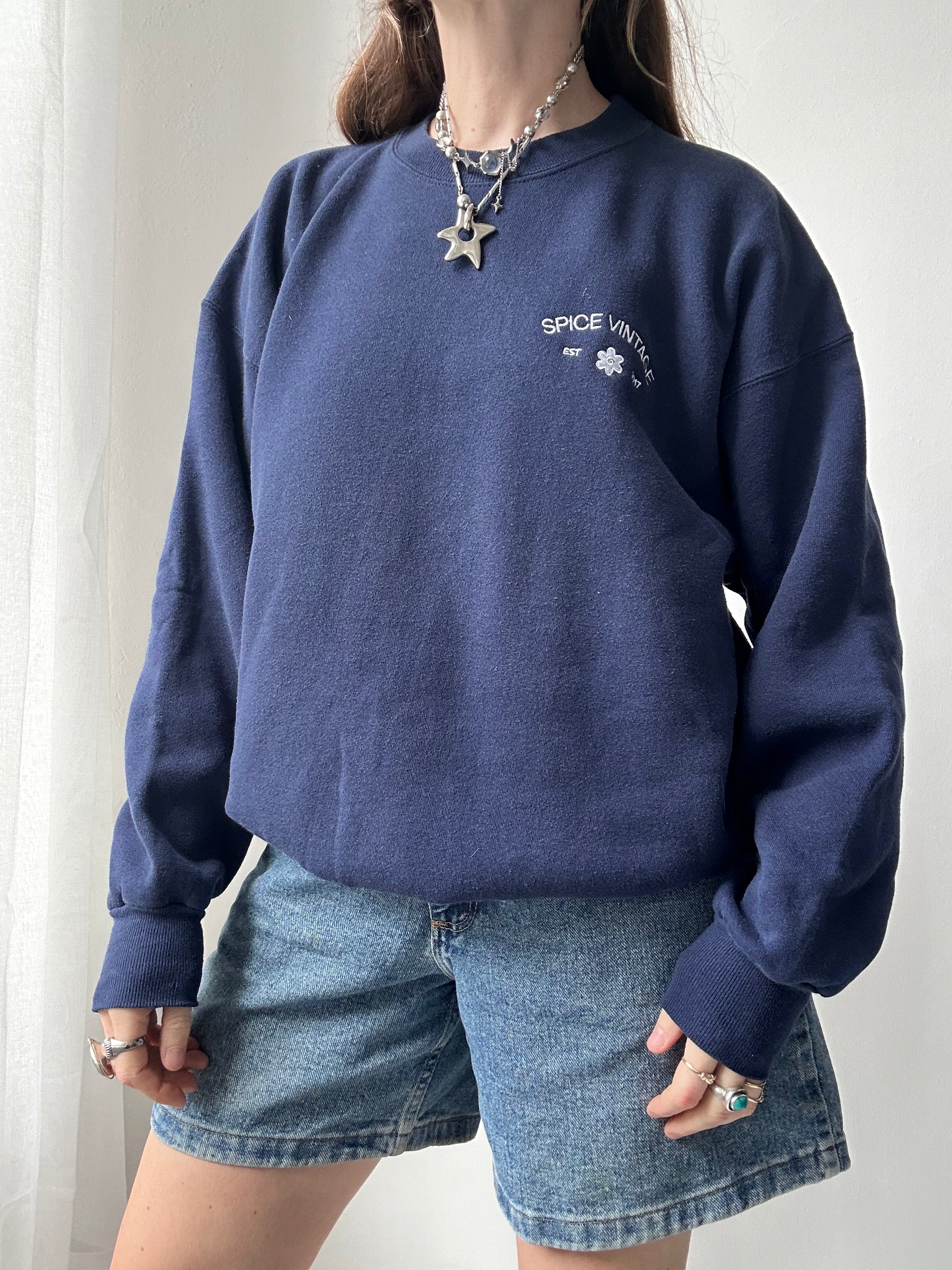 Navy Spiral Spice Sweater Size M