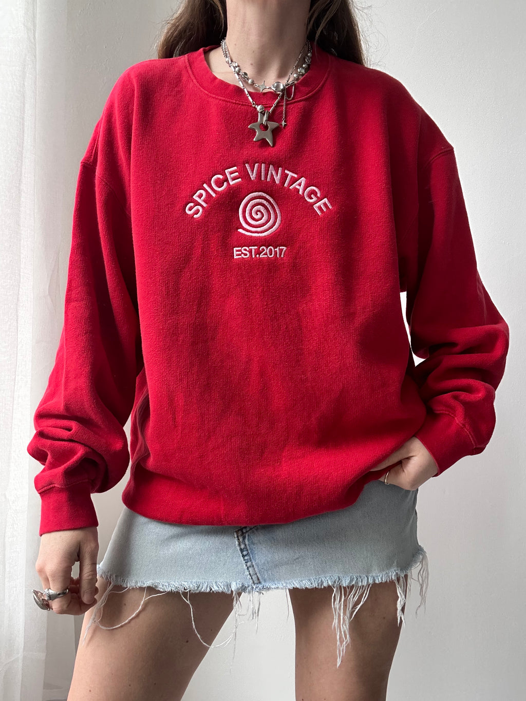 Red Spiral Sweater Size M