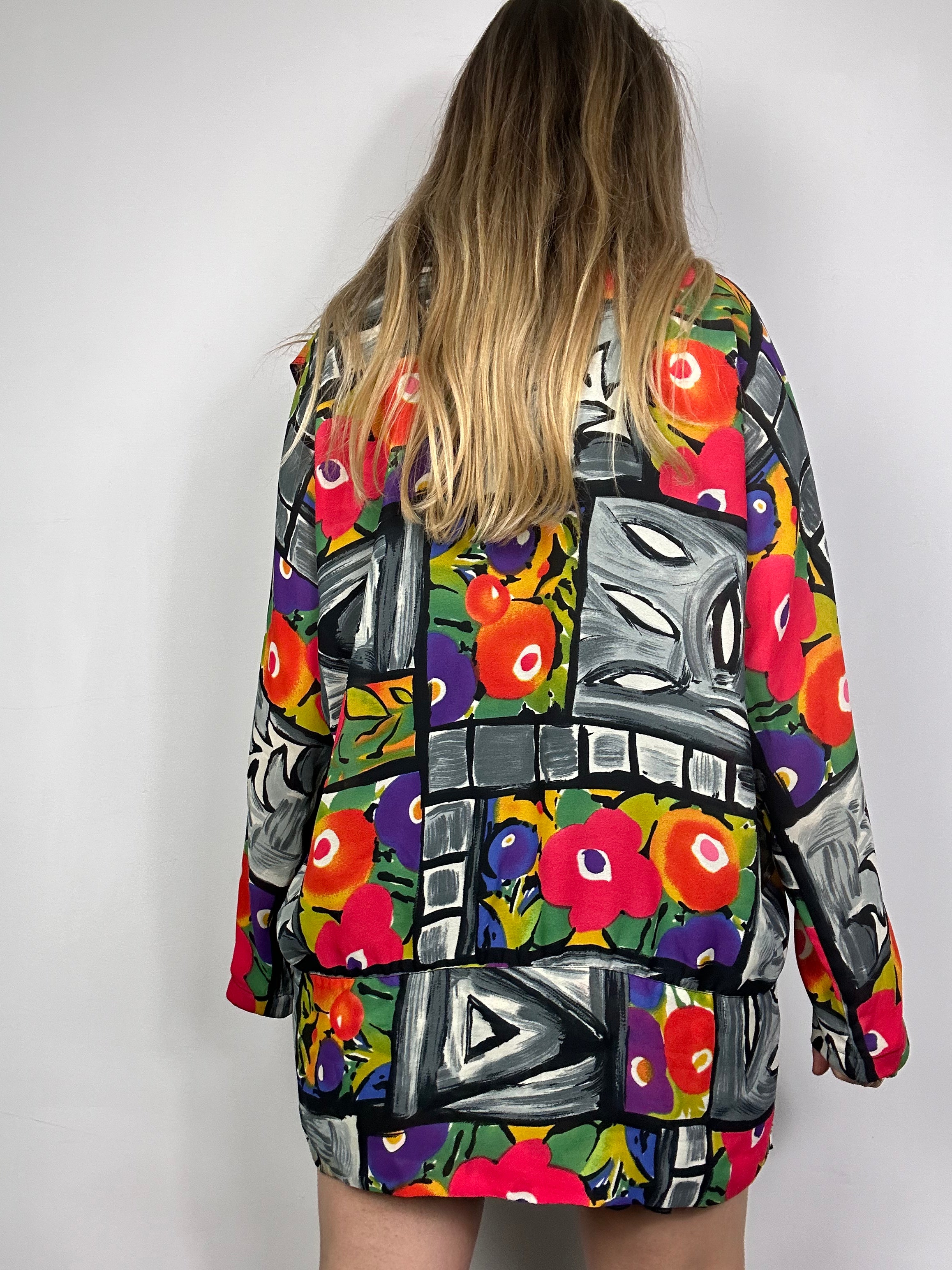 Printed 80's floral Shirt Size L